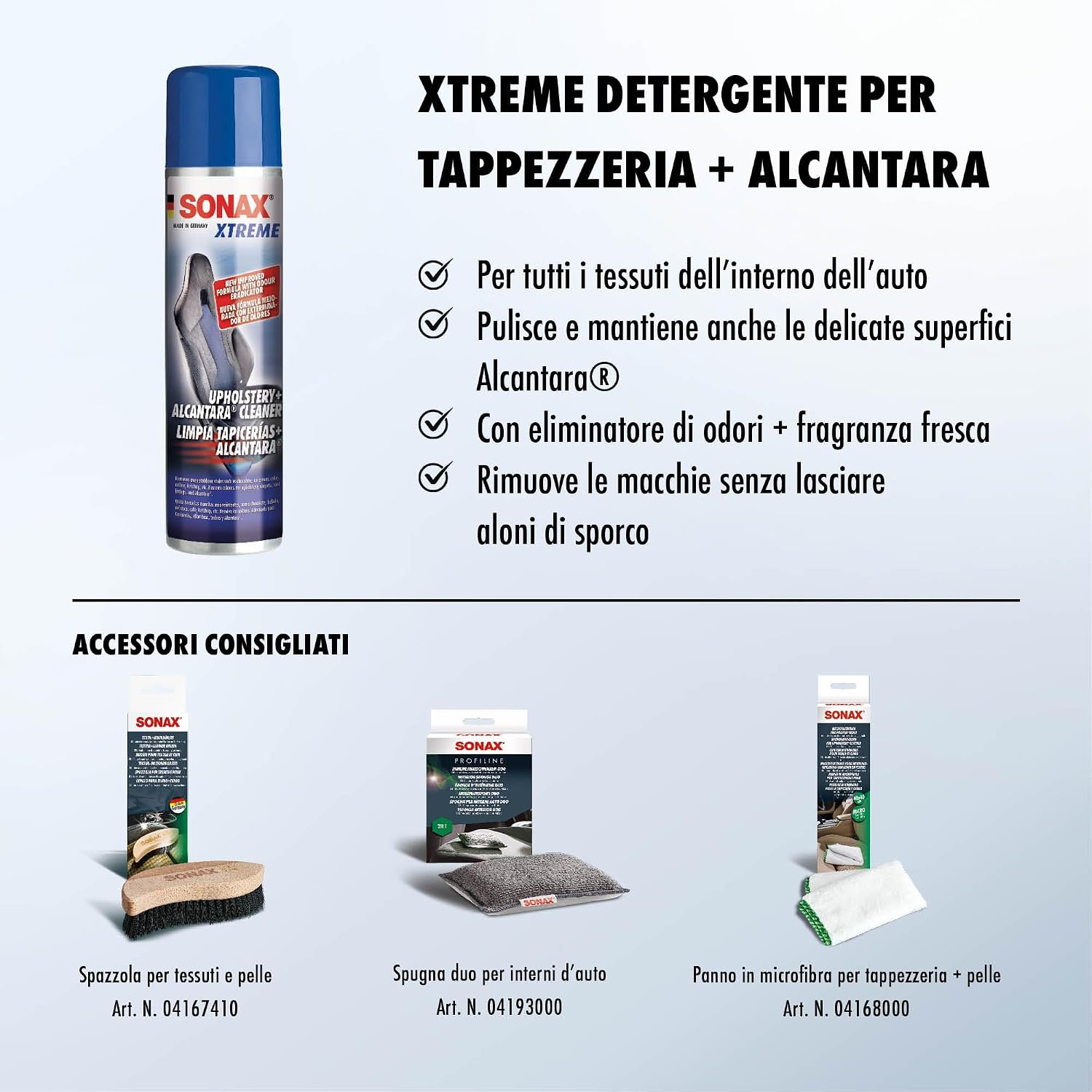 Detalle 2 de SONAX XTREME Detergente per tessuti+Alcantara (400 ml) – pulisce e profuma gli interni auto