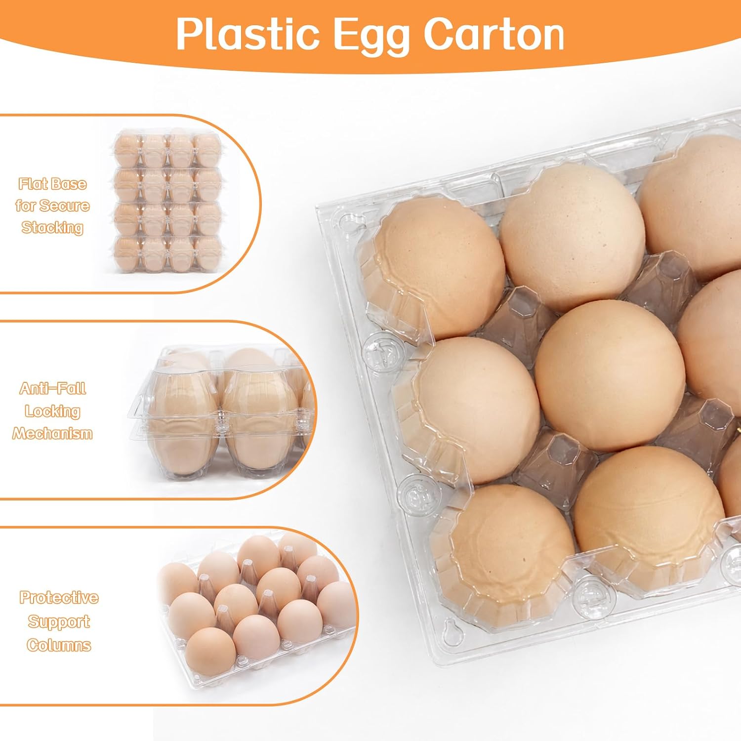 Thumbnail 4 de WIKDAY Clear Plastic Egg Cartons, 60-Pack, Reusable 12-Count Containers