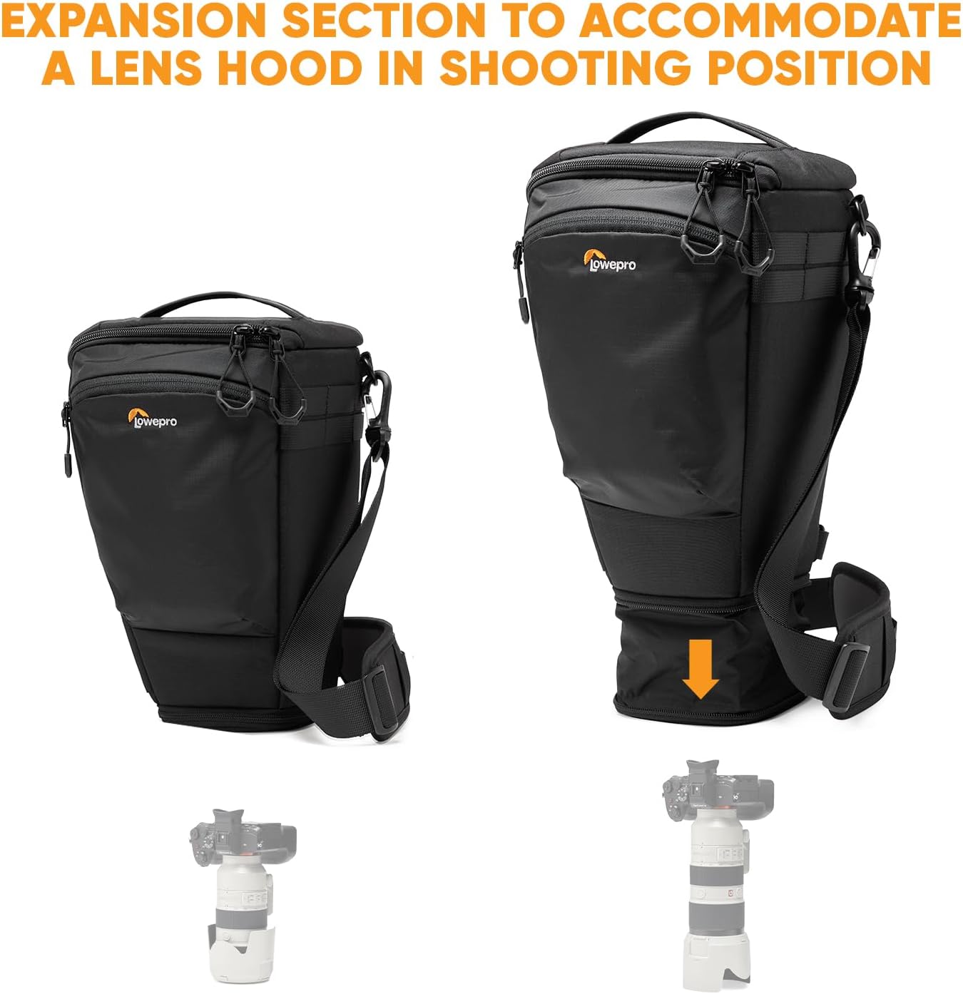 Detalle de Lowepro ProTactic TLZ 75 Pro AW III toploader camera bag (6L) with All Weather Cover