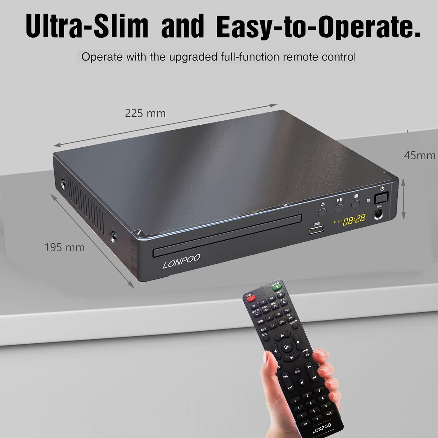 Thumbnail 5 de LONPOO HDMI DVD Player for TV (Compact Multi-Region) with USB Playback and Remote
