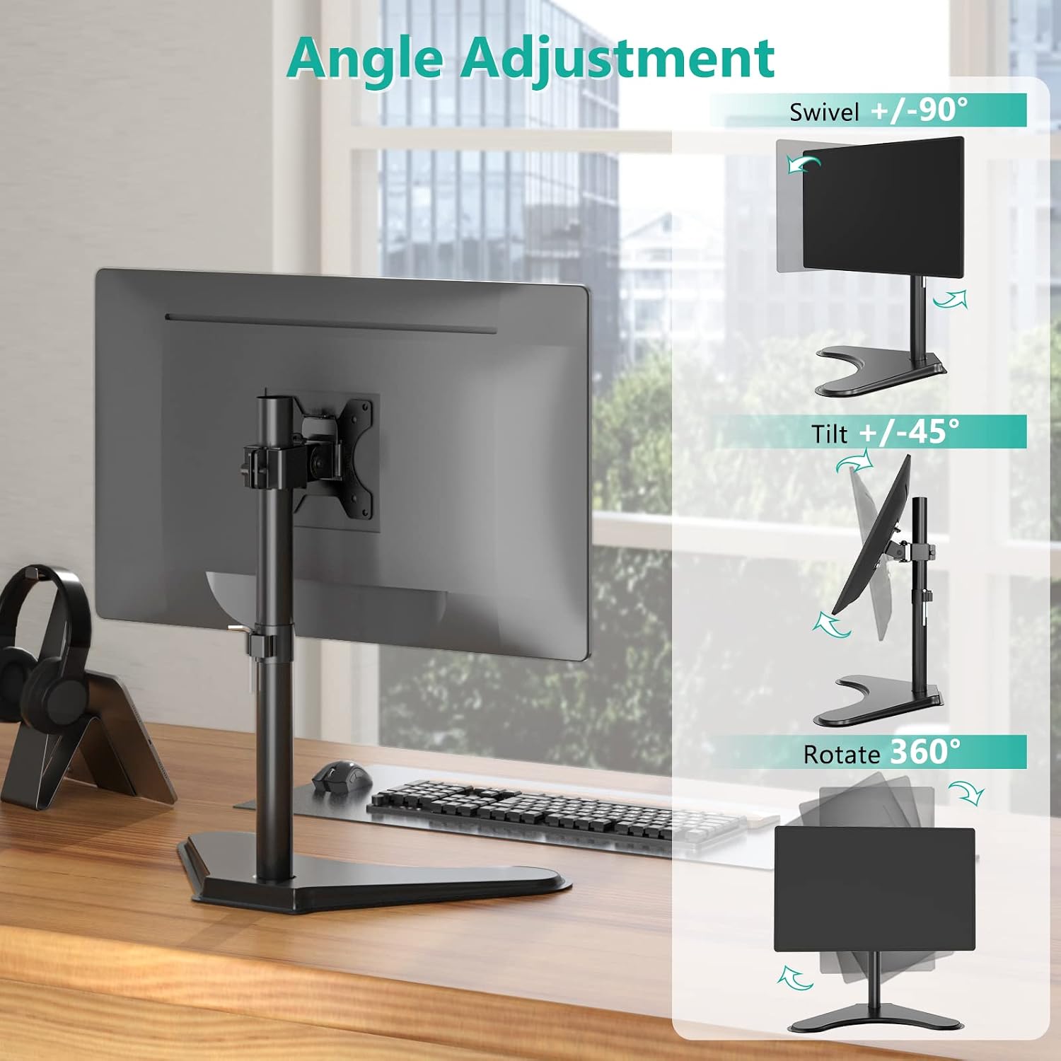 Detalle 2 de WALI MF001 Single Monitor Stand 13–32 inch 🖥