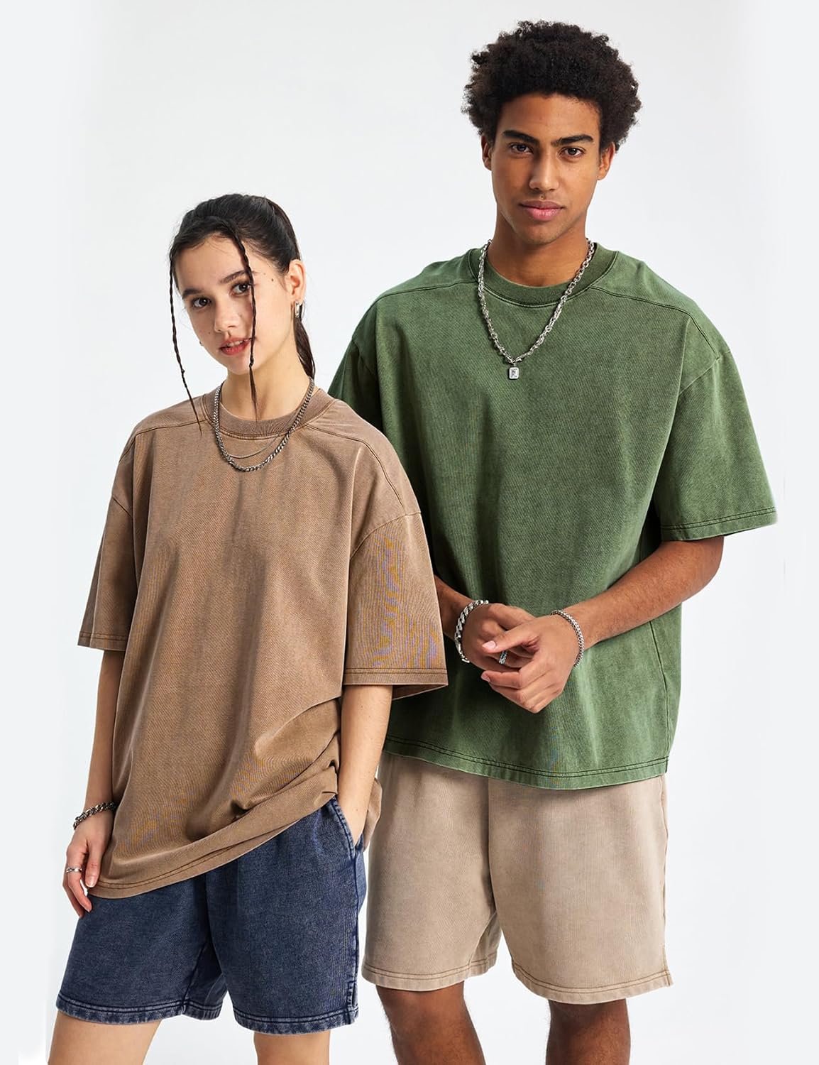 Detalle de Arssm Oversized T-Shirts for Men: Acid Wash, Vintage Cotton, Loose Fit Baggy Tees