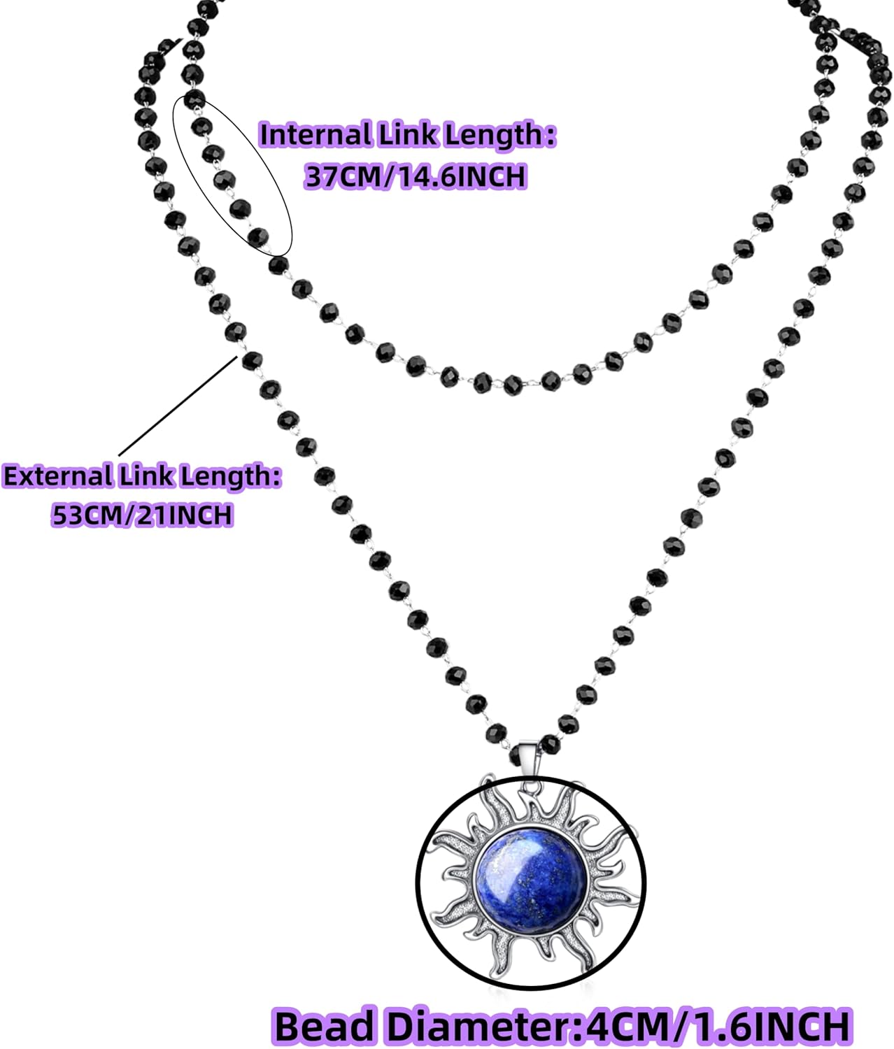 Detalle 2 de AWARDSEN Gothic Moon Necklace for Women with Lapis Lazuli Pendant