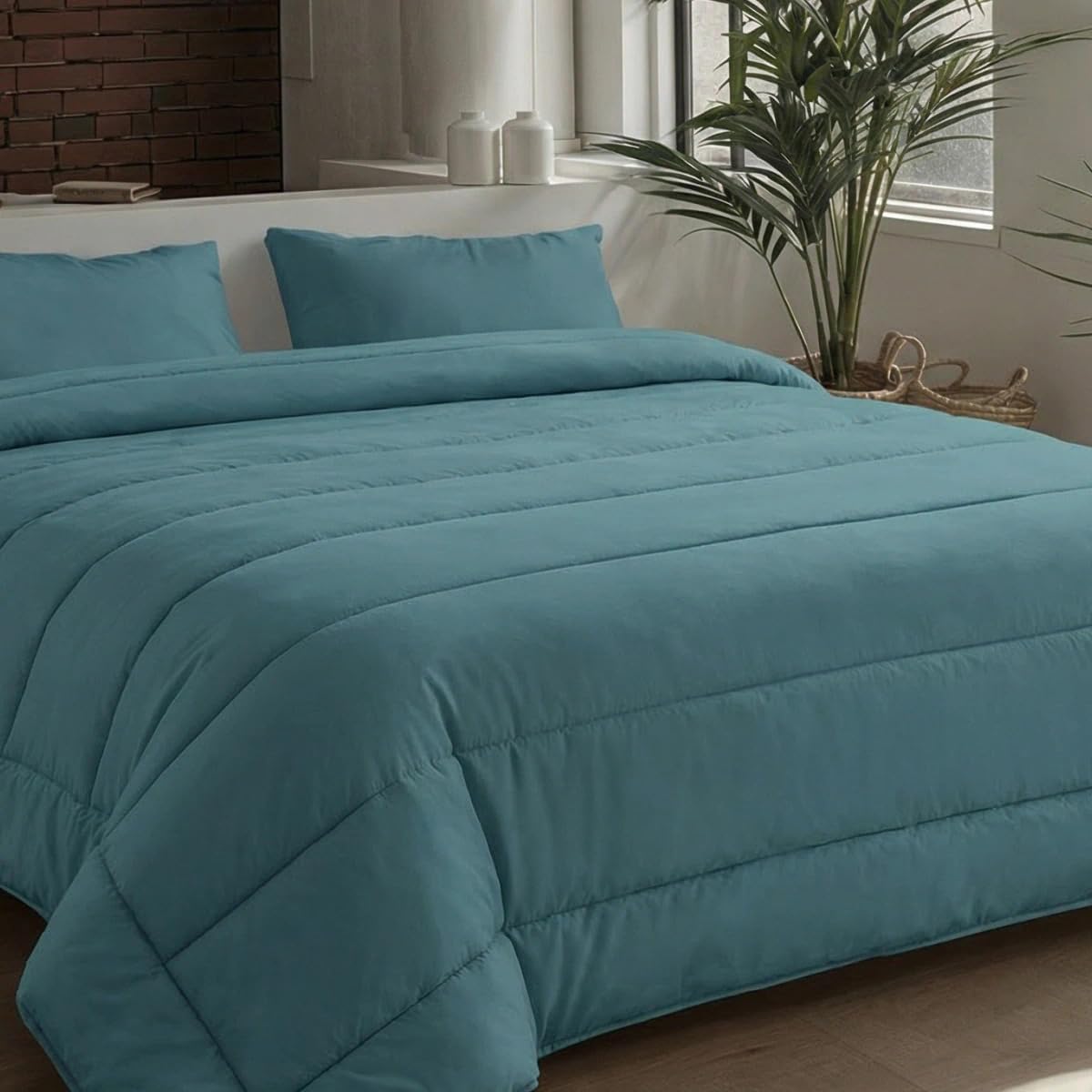 Detalle de Zelesta Comfort Uni 2-in-1 4-Jahreszeiten Ganzjahresbettdecke ohne Bezug 140x200cm in Meergrün