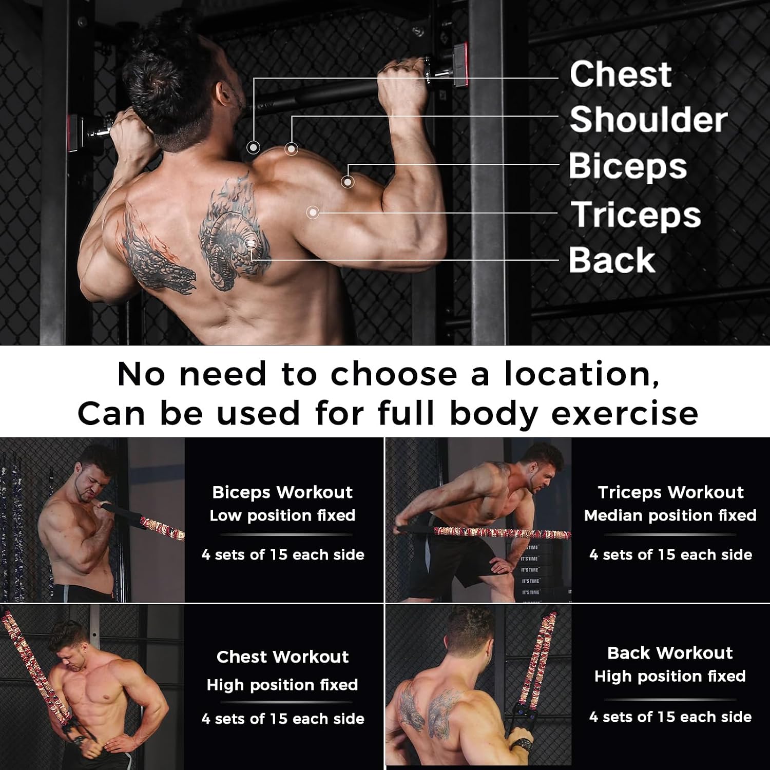 Detalle 2 de INNSTAR Klimmzugband & Klimmzughilfe-Bänder Set (verstellbar, für Pull-ups im Home Gym)