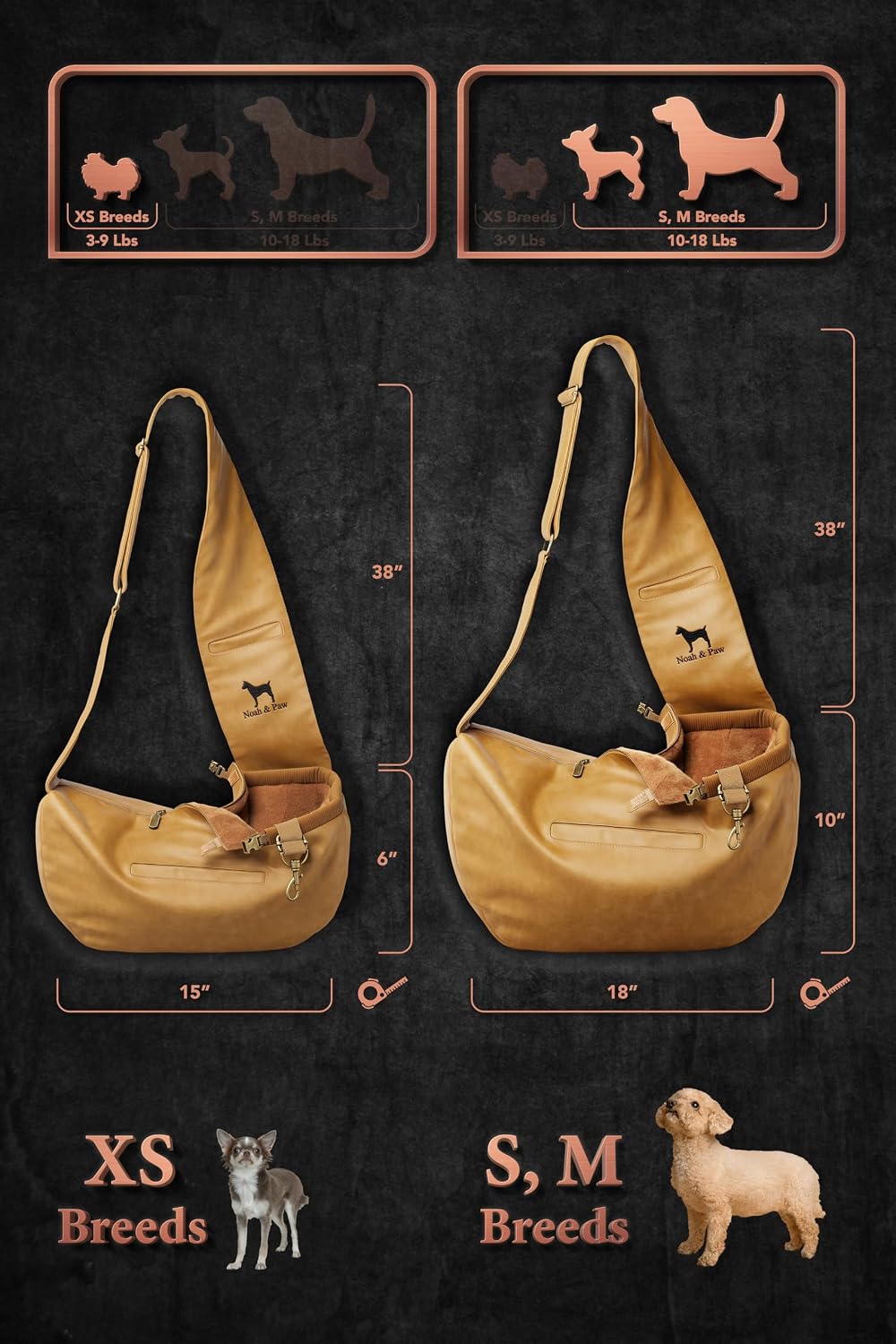 Detalle 2 de Noah & Paw Dog Sling Carrier for Small Dogs (5–18lb) with Adjustable Padded Strap