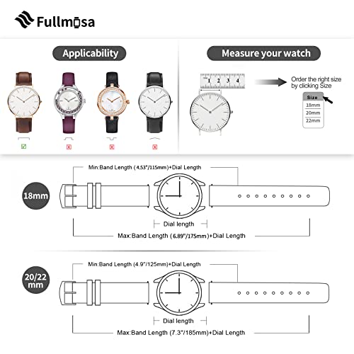 Thumbnail 2 de Fullmosa 22mm Correa Reloj Cuero y Silicona para Hombre y Mujer