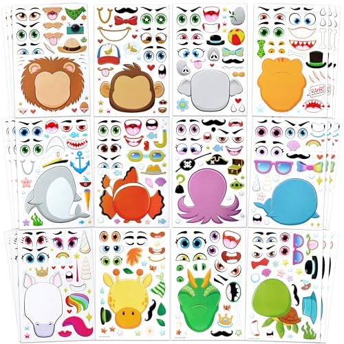 Detalle de JOYIN 36 hojas de pegatinas para crear caras de animales, mezcla y combina