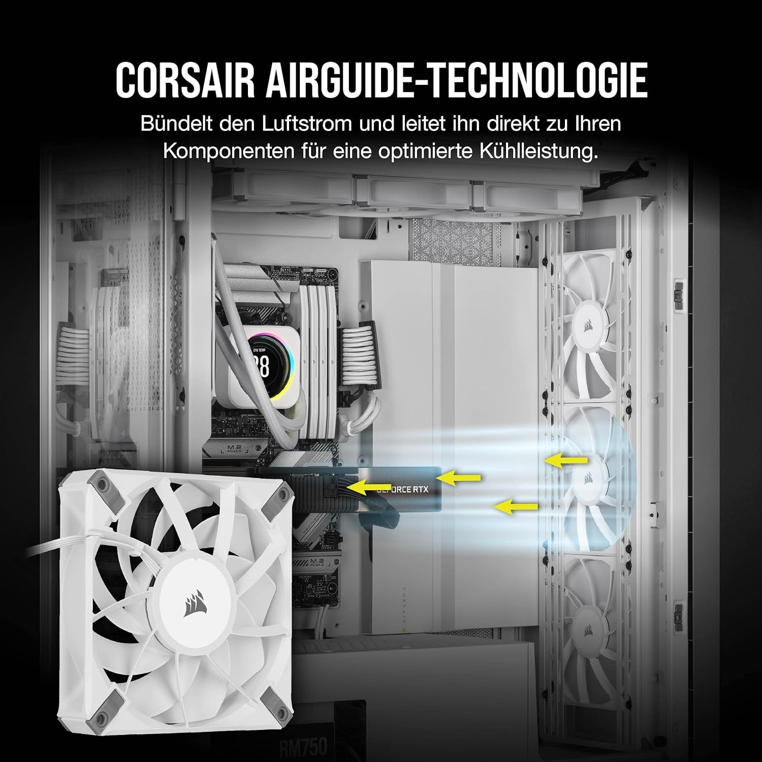 Thumbnail 4 de Corsair AF120 ELITE: Hochleistungs‑120-mm‑PWM-Lüfter mit AirGuide und Zero RPM