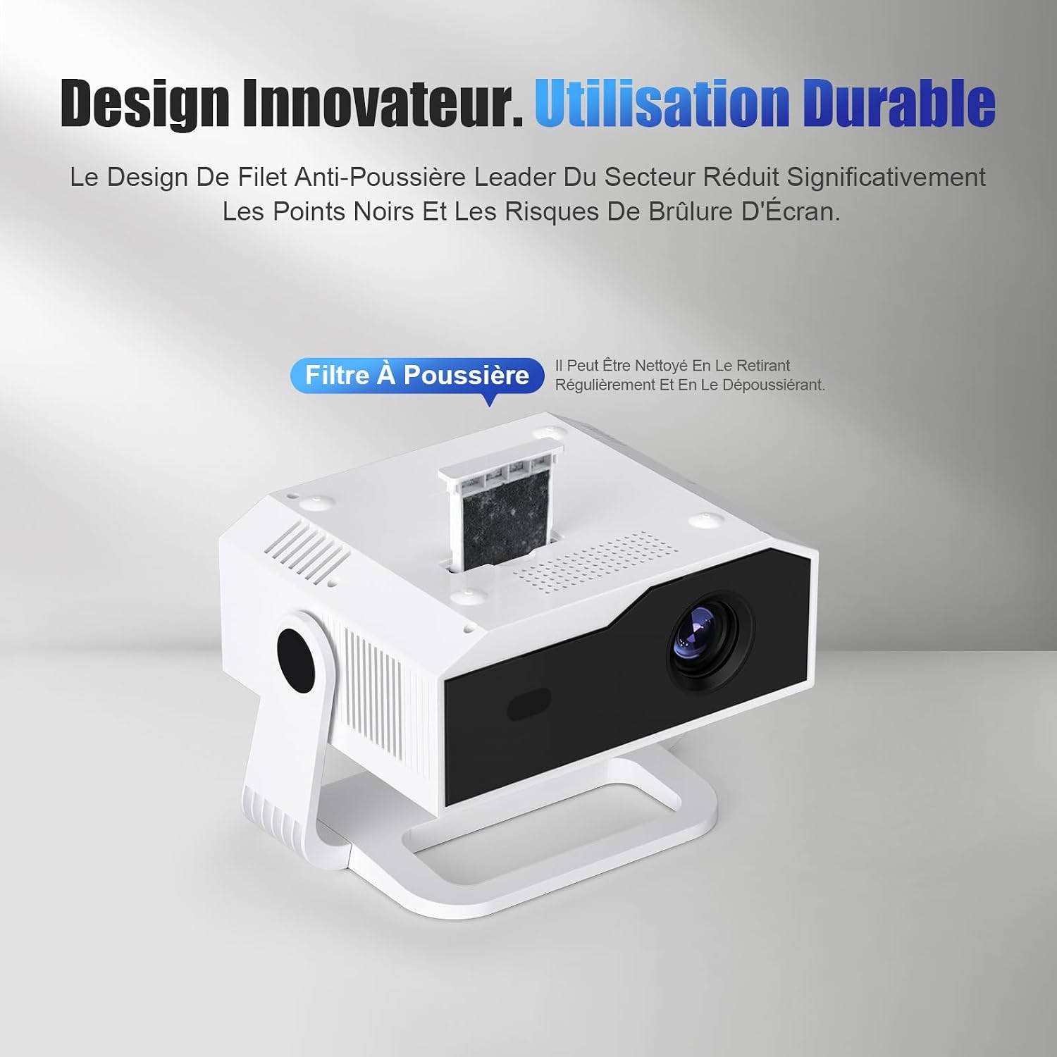 Detalle de Android 14 Videoprojecteur 4K & 1080p – 270°, WiFi 6 et Bluetooth 5.2, portable, 300 ANSI lumens