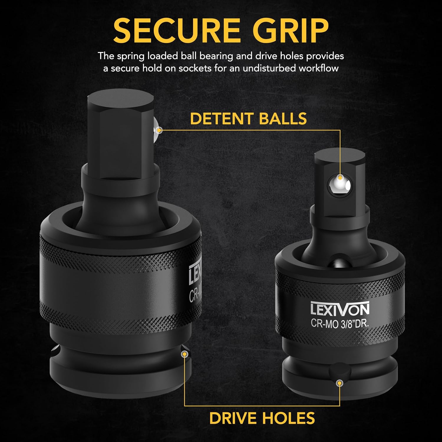 Thumbnail 6 de LEXIVON LX-113 Impact Universal Joint Socket Swivel Set, 3-Piece, Cr-Mo Steel