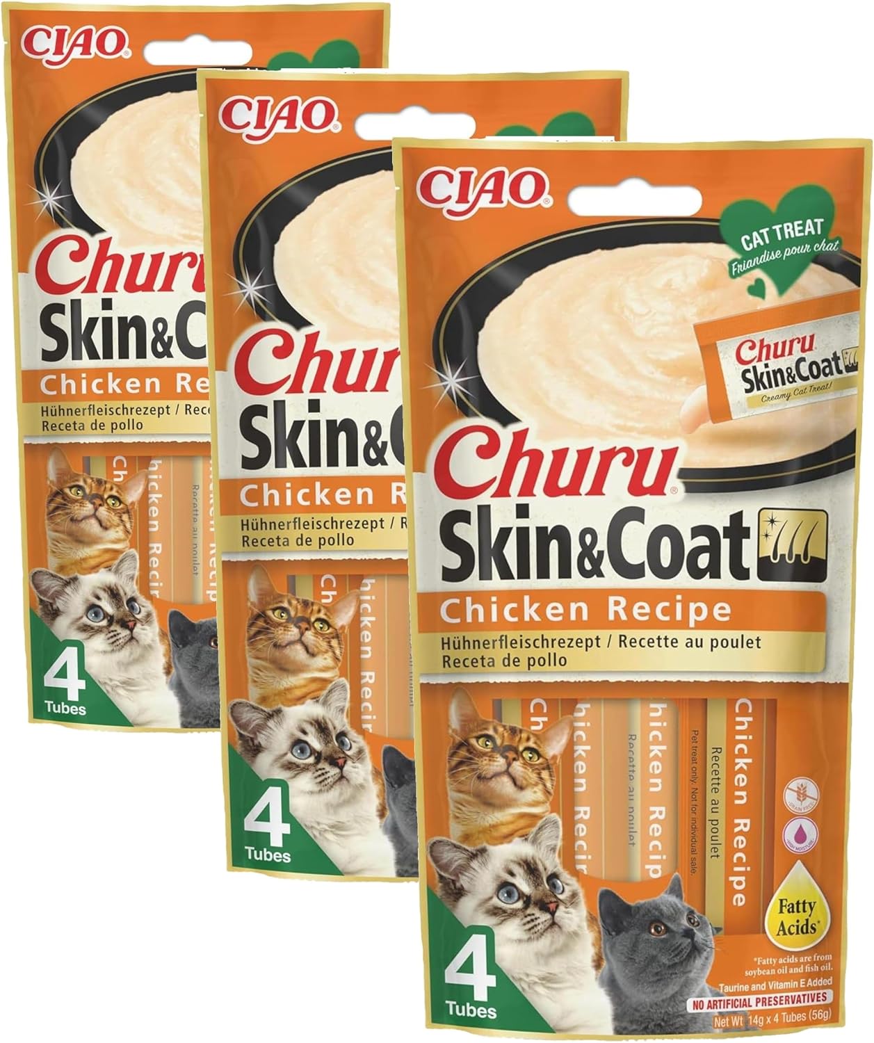 Thumbnail 6 de INABA Churu Skin & Coat Snack per Gatti Cremoso al Tonno – 20 Stick x 14g