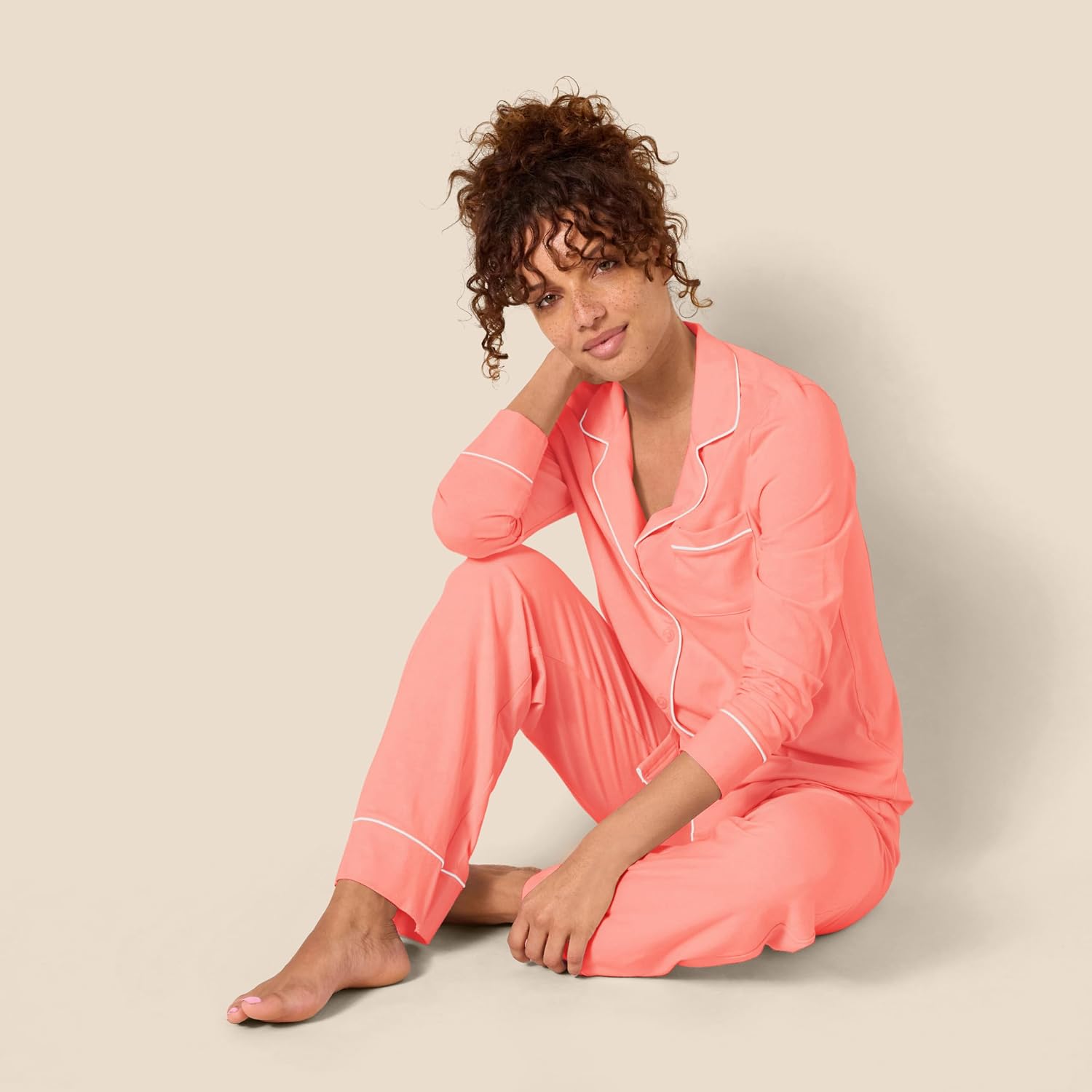 Thumbnail 4 de Amazon Essentials Damen-Schlafanzug-Set Baumwollmodal: langärmeliges Hemd & lange Hose