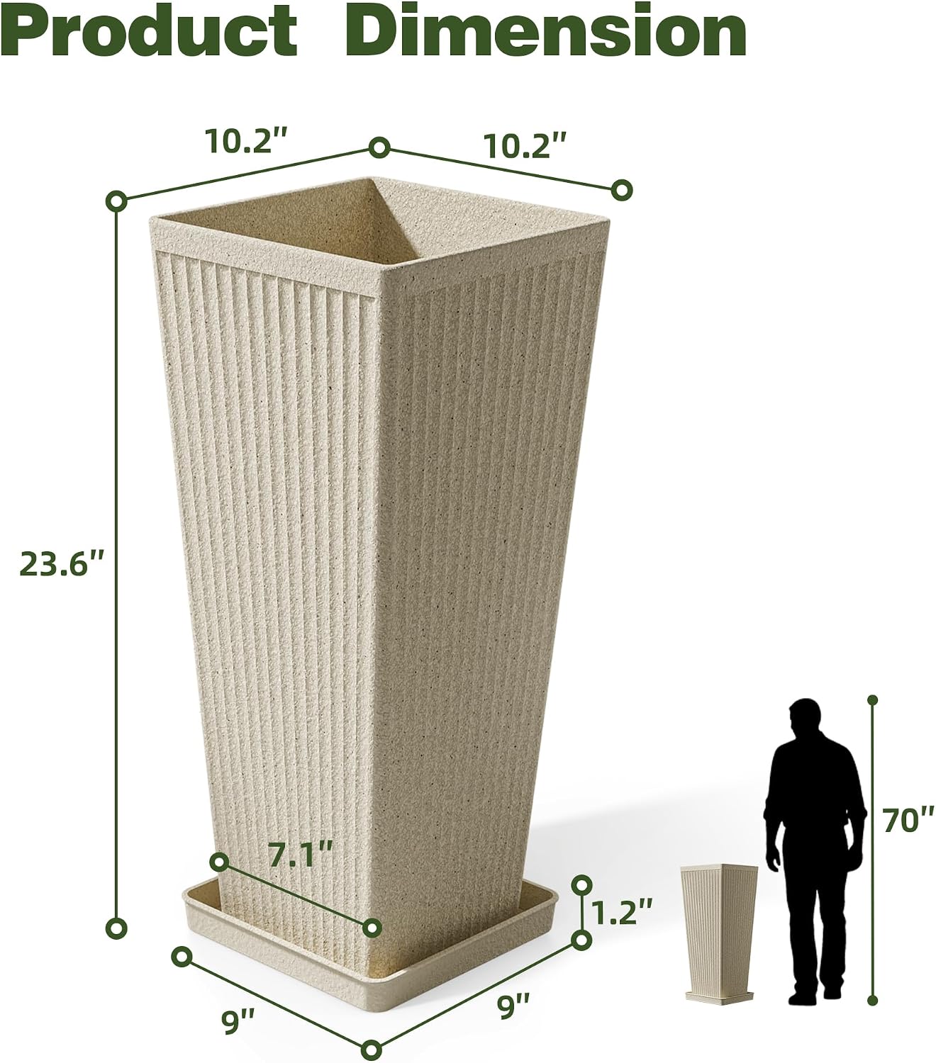 Detalle 2 de Trygoal Tall Planters 24-Inch