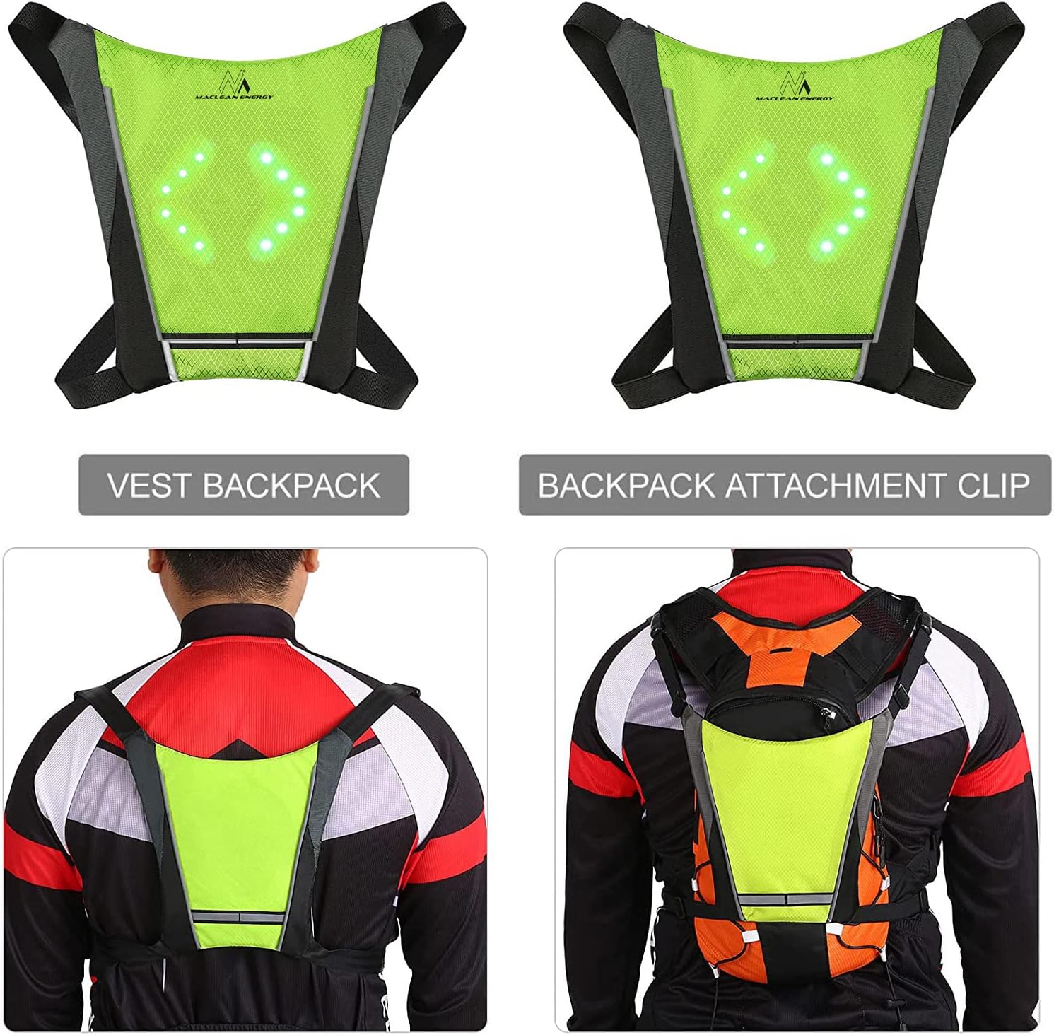 Thumbnail 1 de Maclean LED Safety Vest with Direction Indicators, Wireless Remote and USB Charging