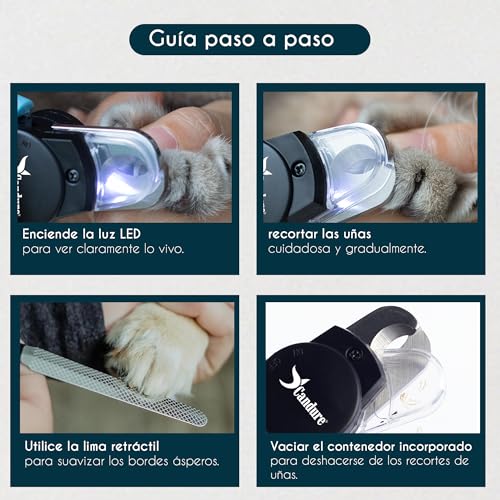 Detalle de Candure Cortaúñas para Perros con Luz LED — Corte Seguro y Preciso con Sensor de Seguridad