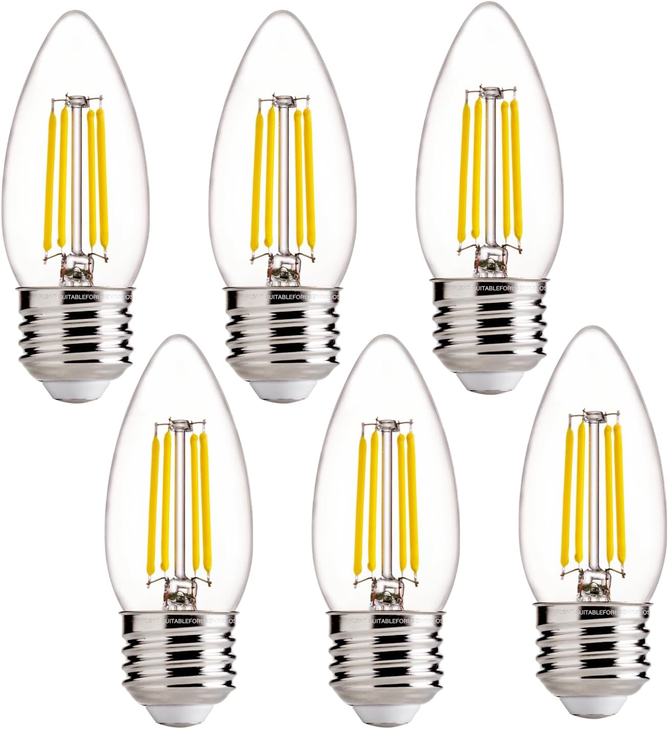 Detalle de FLSNT B11 LED Bulbs, 60W Equivalent, Dimmable, 3500K, 6-Pack