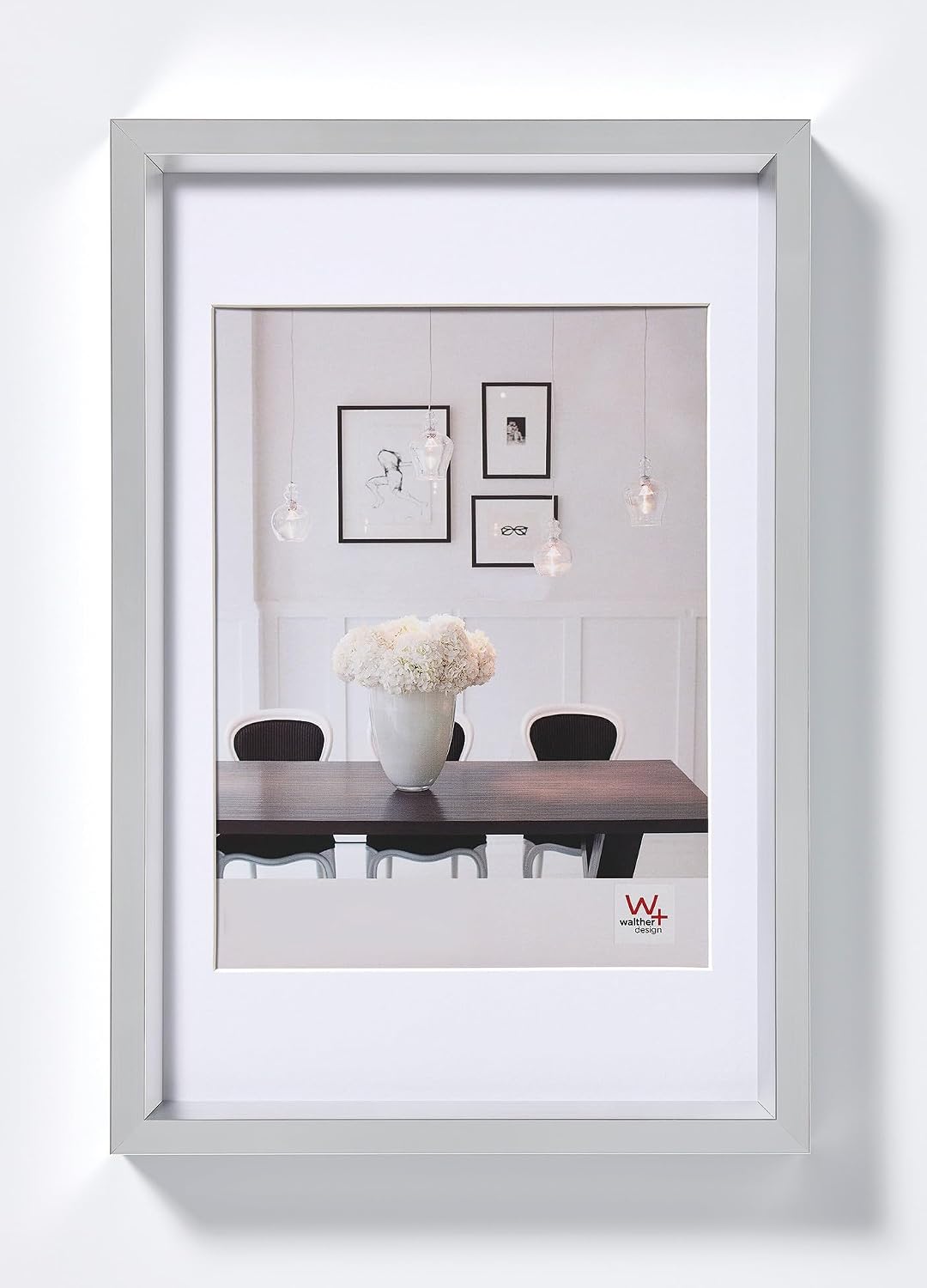 Detalle de Walther Design Cadre photo Design Argent 18 x 24 cm avec passe-partout