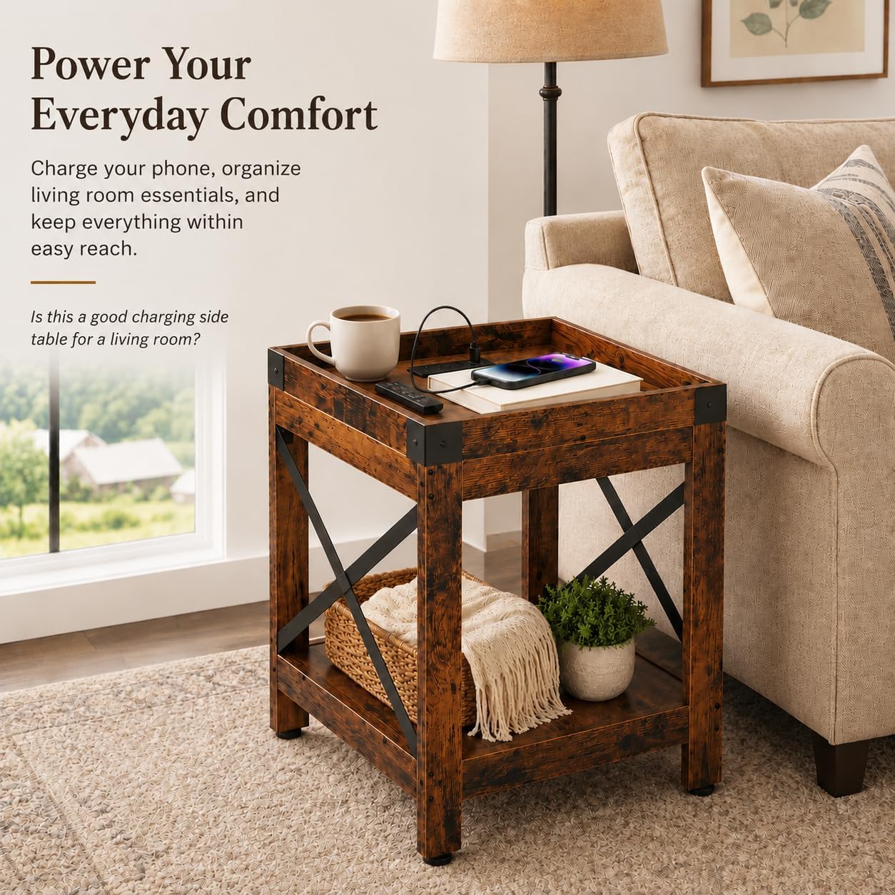 Detalle 2 de ZEXVIDA Side Table 17.7-Inch