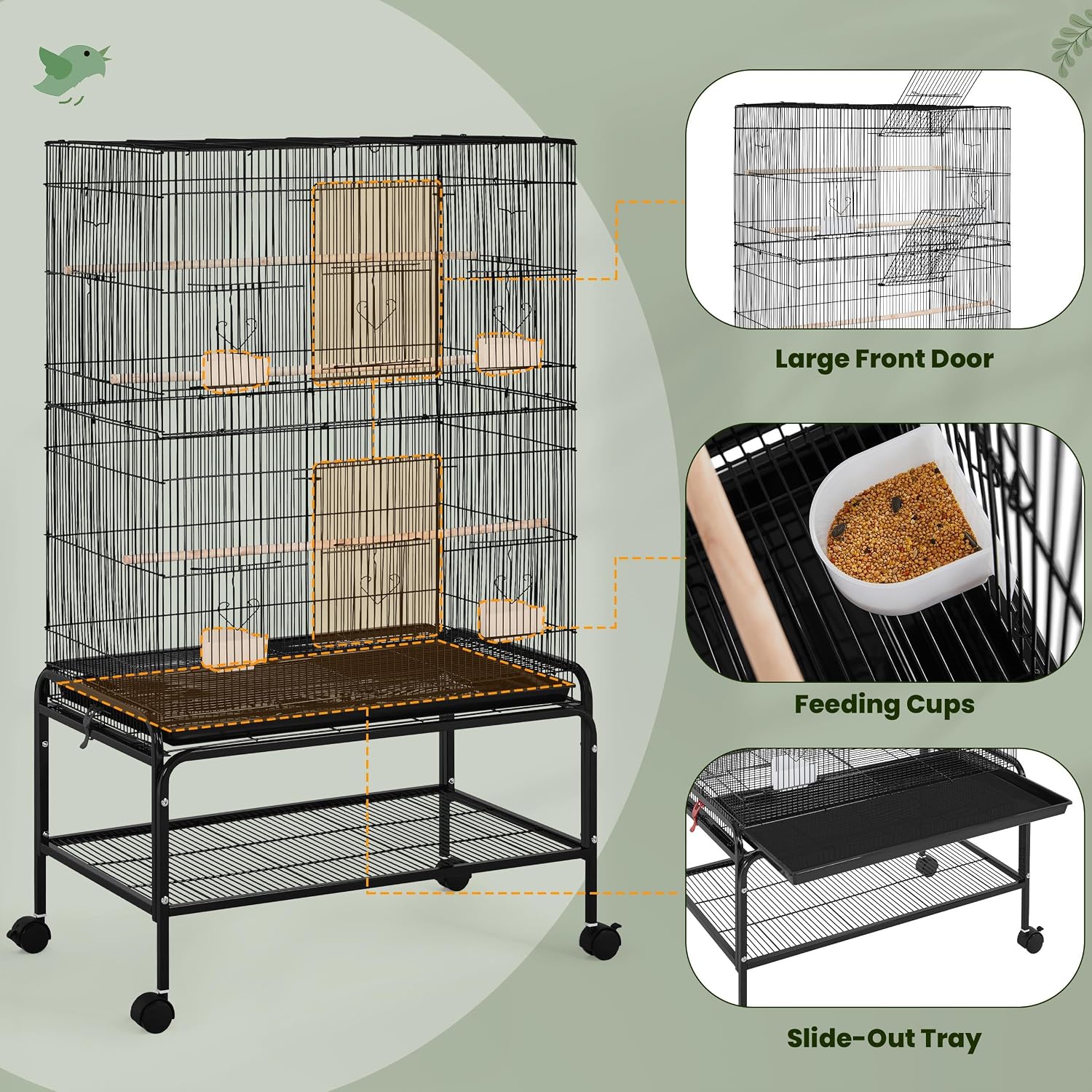 Detalle 2 de Yaheetech Large Bird Cage 79cm x 134.5cm