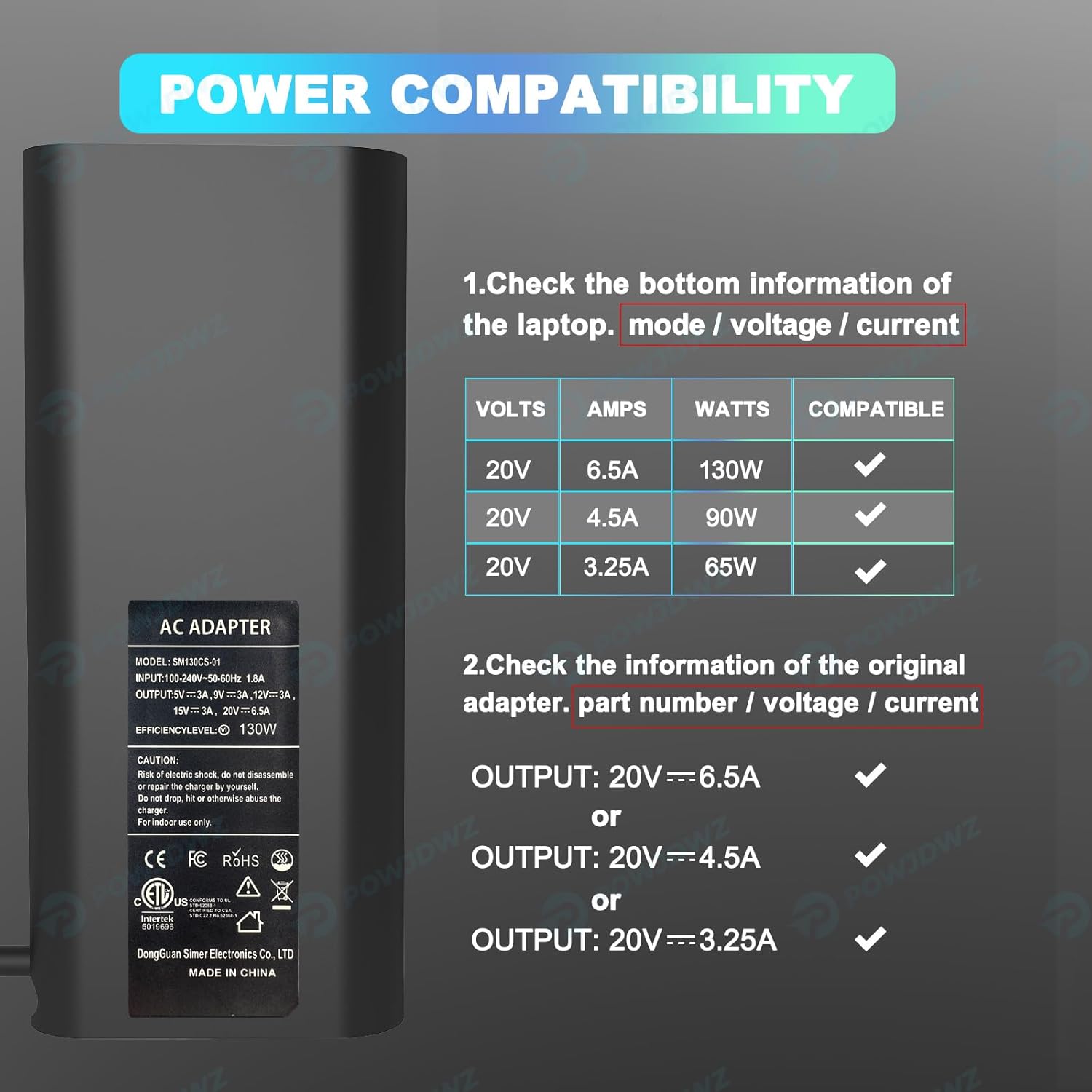 Thumbnail 2 de 130W USB-C Laptop Charger for Dell XPS, Precision, Latitude and More