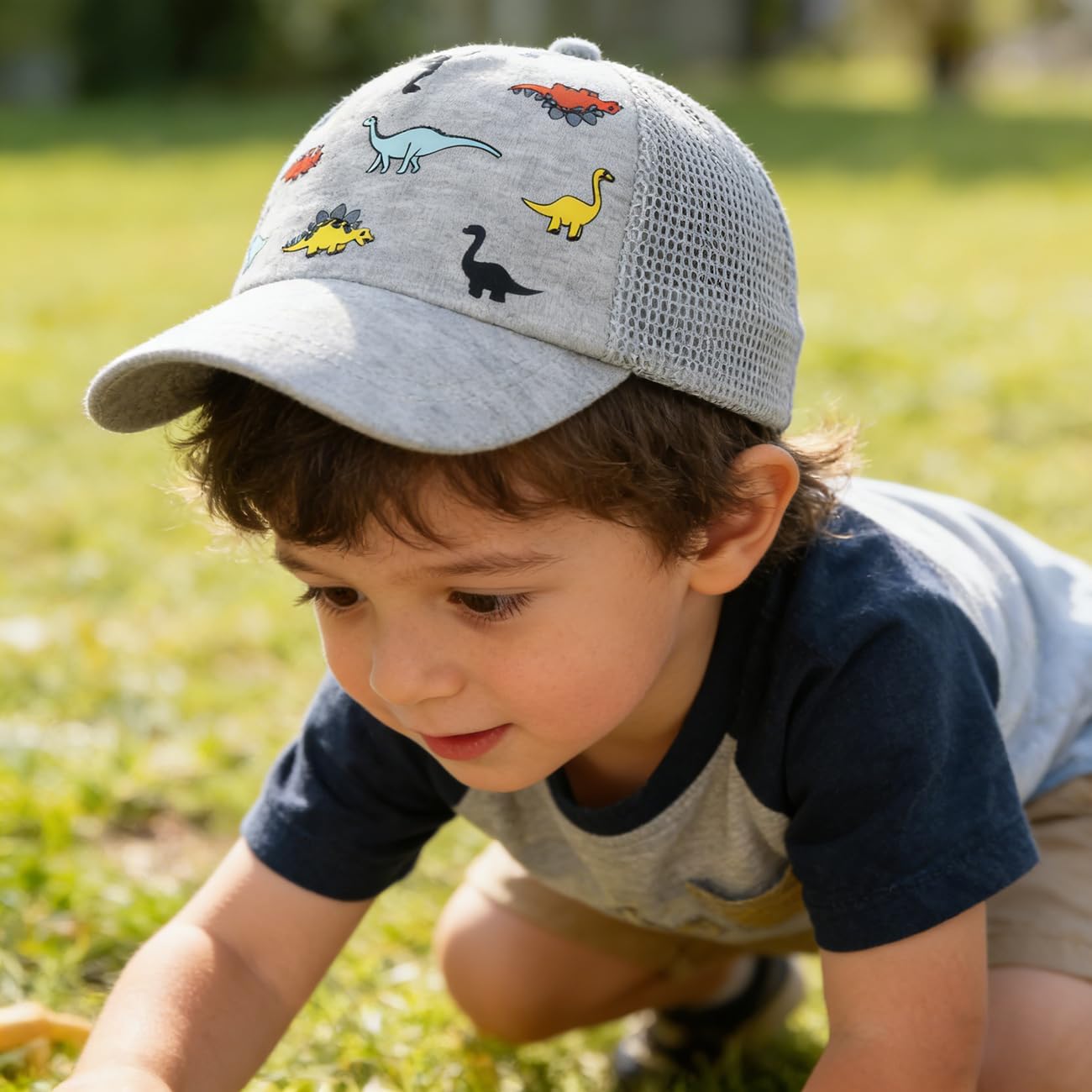 Thumbnail 1 de MCWTH Toddler Baseball Cap – Sun Hat for 0–5 Years (Dinosaur & Solid Colour)