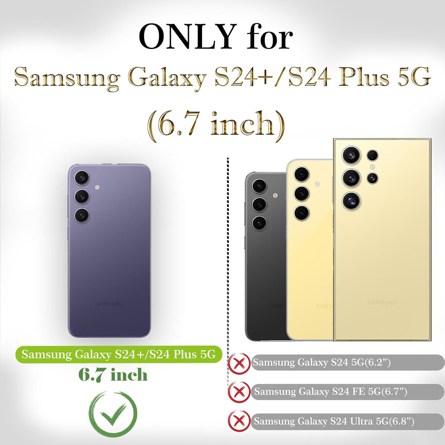 Detalle de Nbziyoo Flip Wallet Hülle für Samsung Galaxy S25 Plus / S24 Plus – Lila, Kartenfach, Magnetverschluss, Standfunktion