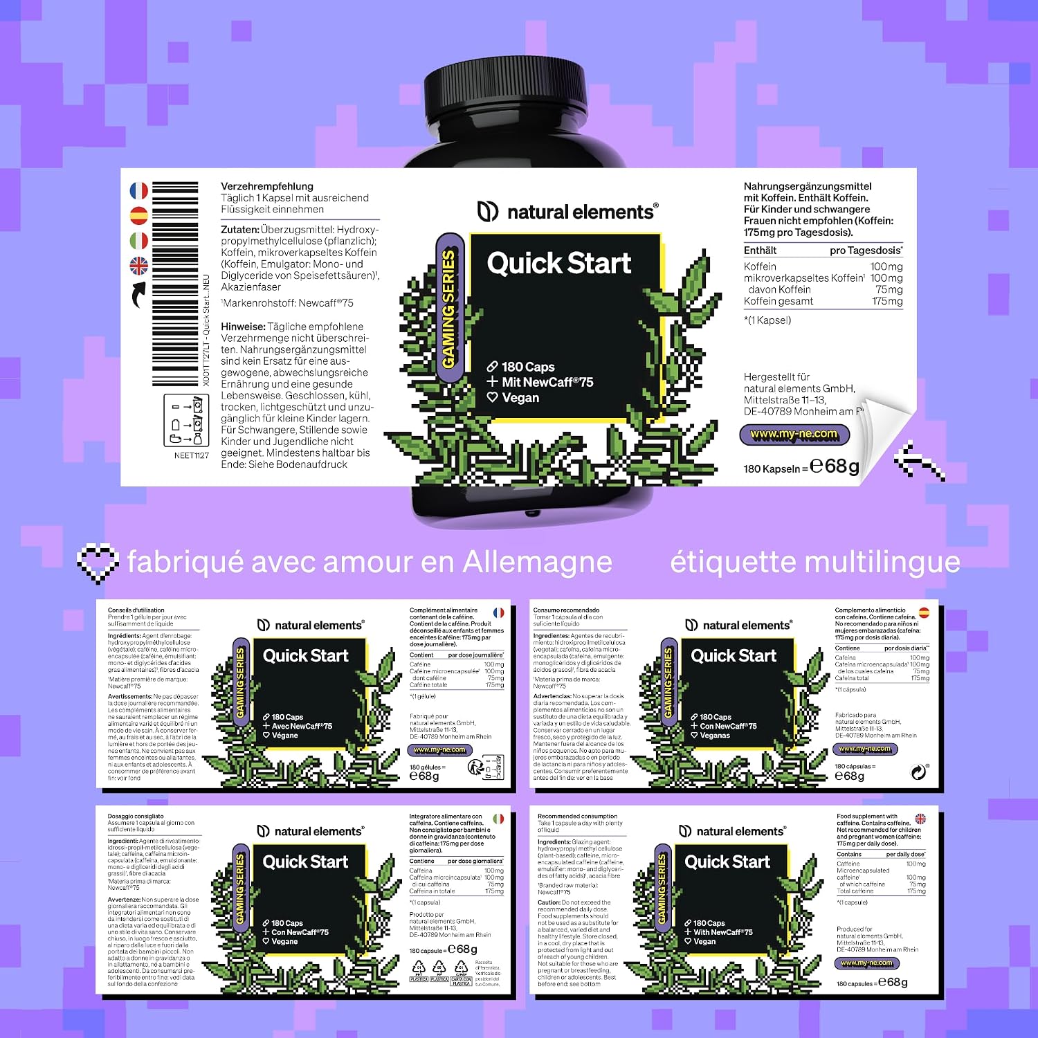 Thumbnail 4 de Quick Start – 180 gélules (6 mois) avec caféine NewCaff®75, végan