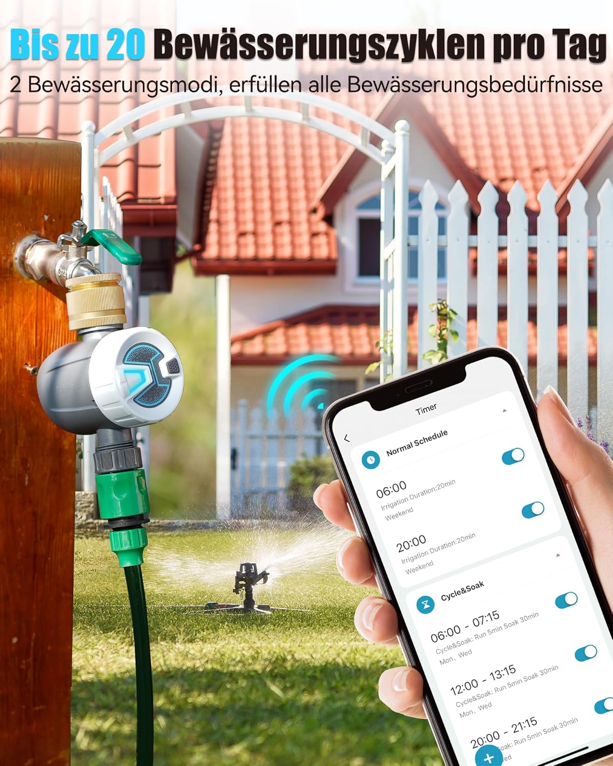 Thumbnail 2 de RAINPOINT Bewässerungscomputer WLAN mit Messing-Einlass, Zyklus-Soak-Modus und App-Steuerung (2,4 GHz WiFi & Bluetooth)