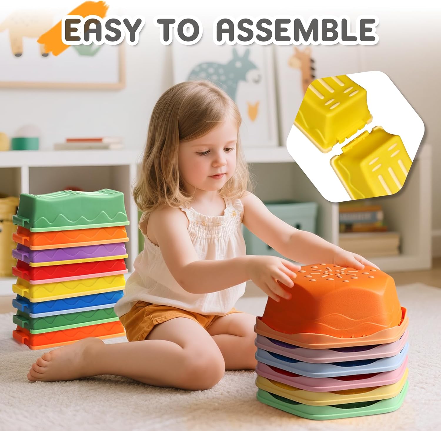 Detalle 2 de HappyField 18-Piece Non-Slip Balance Beam Stepping Stones Set (Stackable Obstacle Course)