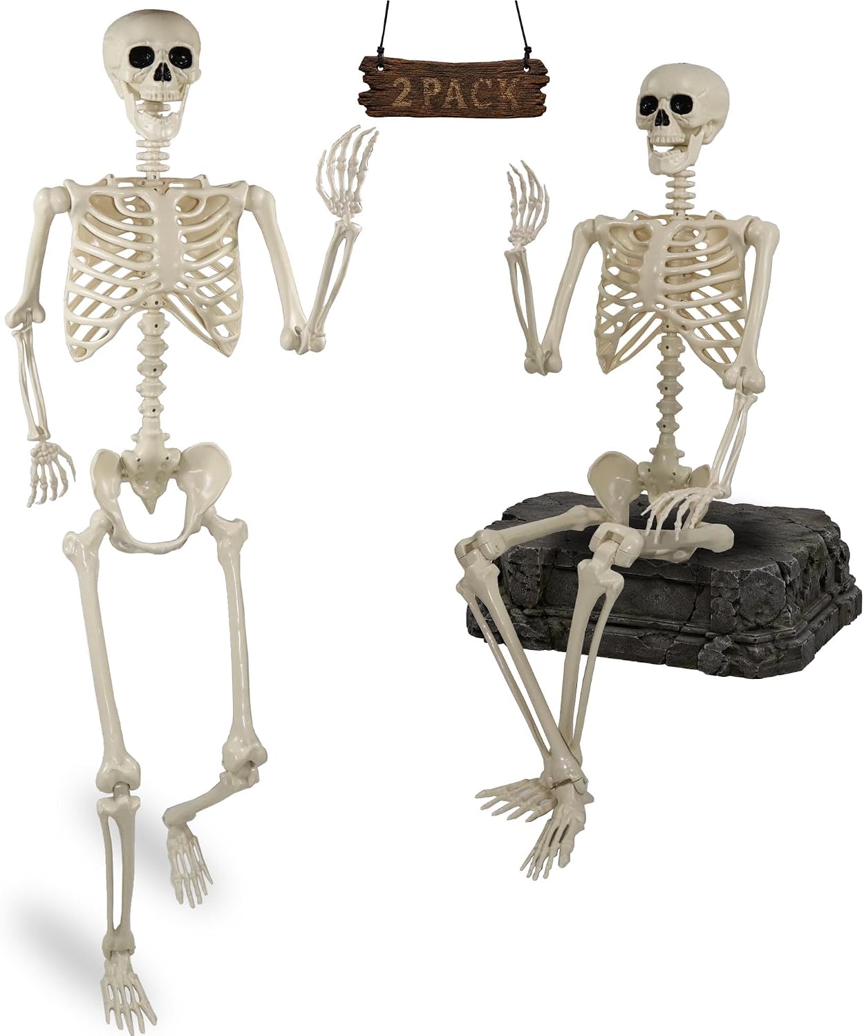 Detalle de Znorso 5.4FT Halloween Skeleton 2-Pack, Posable Plastic Decorations