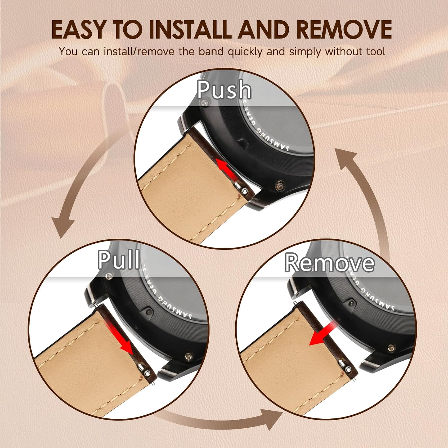 Thumbnail 5 de 22 mm Tuocal Lederarmband für Smartwatches