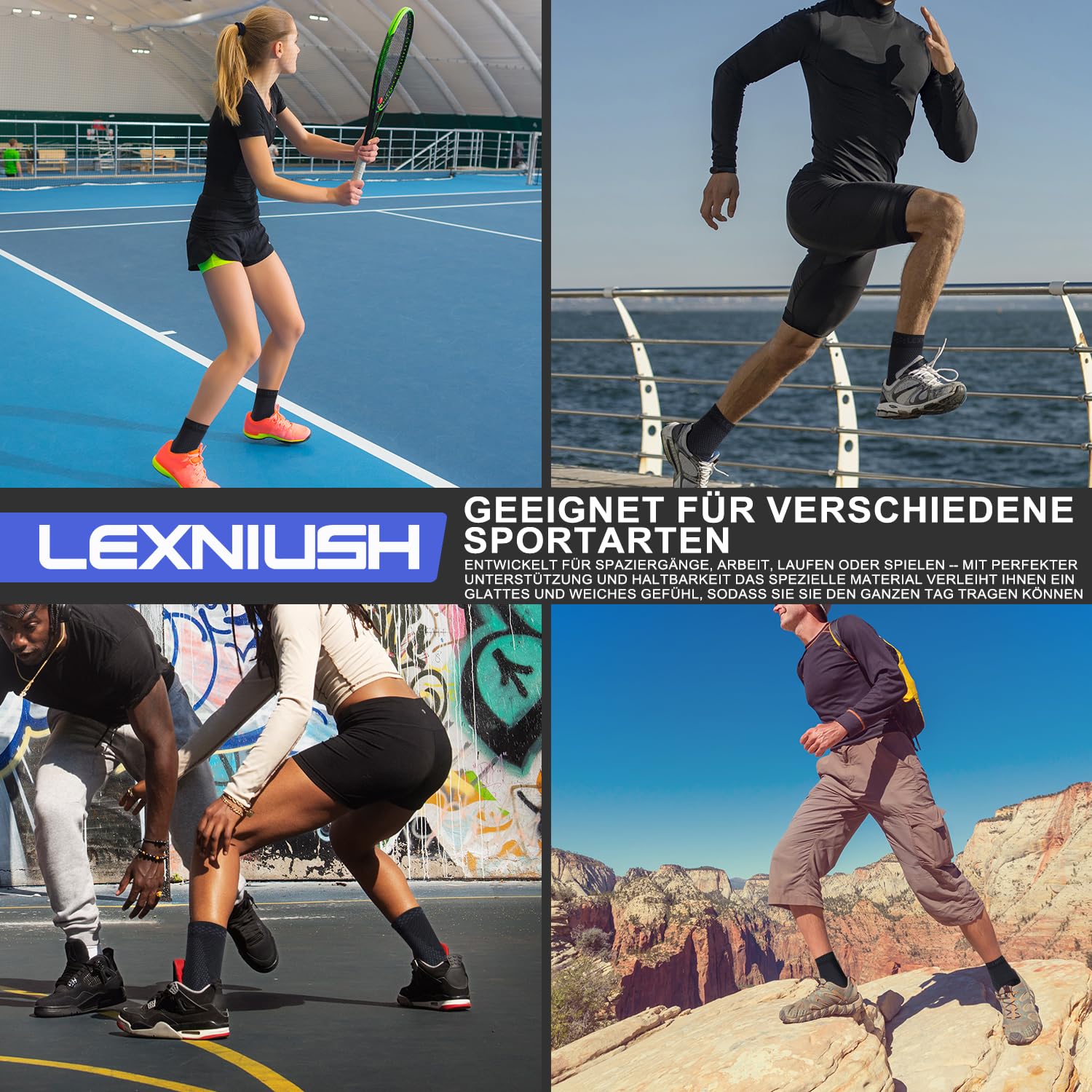 Thumbnail 6 de Lexniush 2er-Set Sprunggelenkbandagen – Kompressionssocken für Knöchel bei Plantarfasziitis, Achillessehne & Verstauchungen