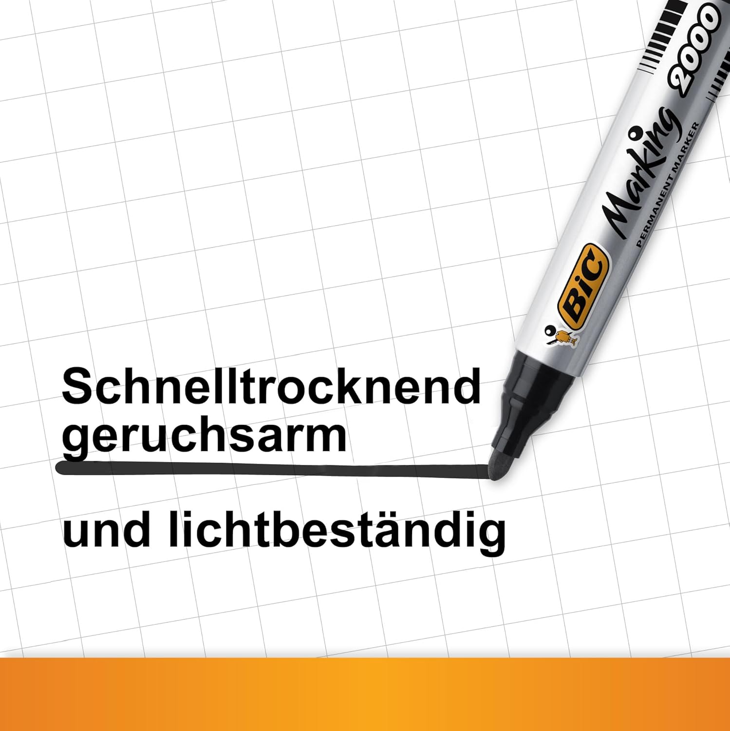 Detalle de BIC Marking 2000 Permanent Marker, 12er Pack – Schwarz, 1,7 mm Line, wasserfest