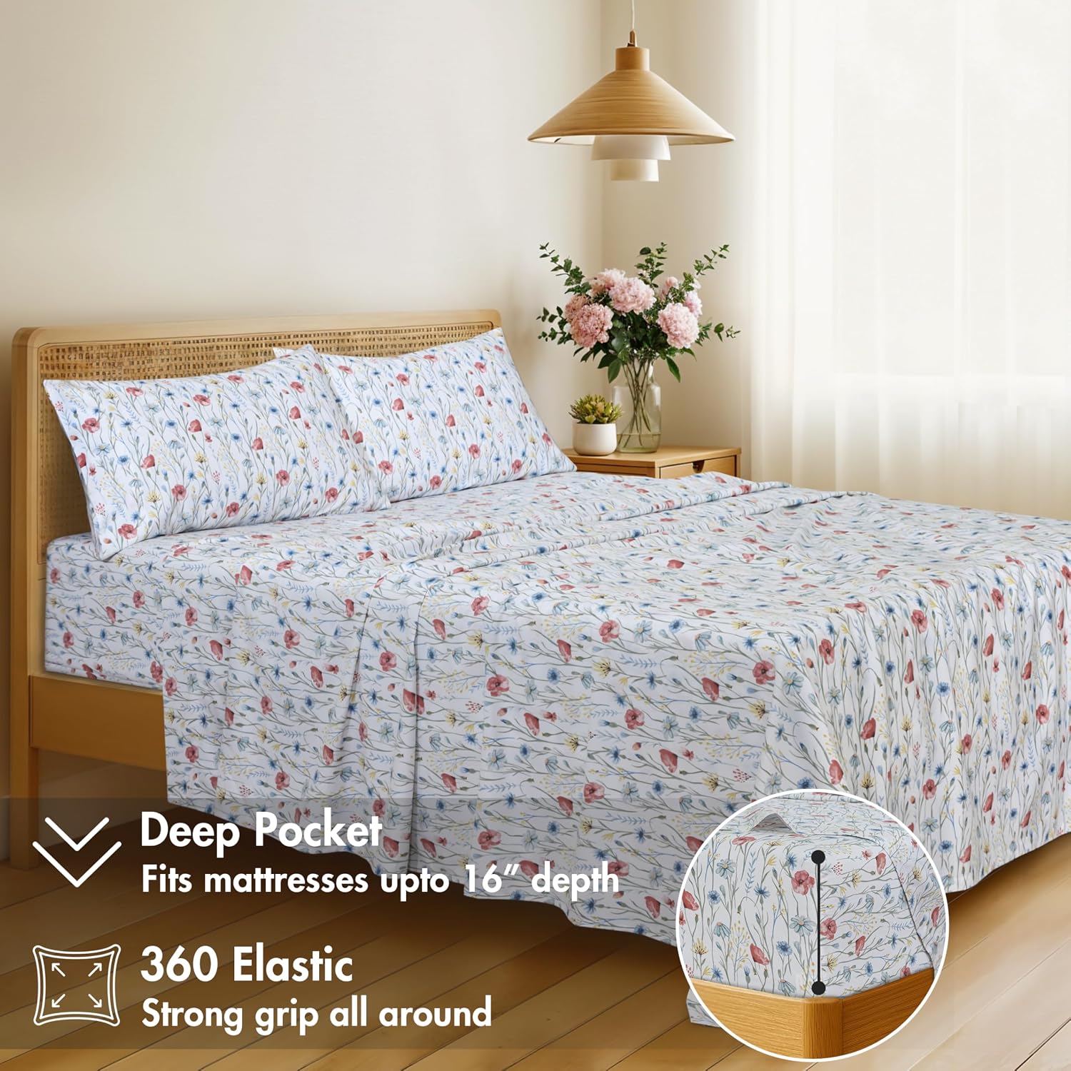 Detalle de RUVANTI Cotton Sheets Set, 4-Piece