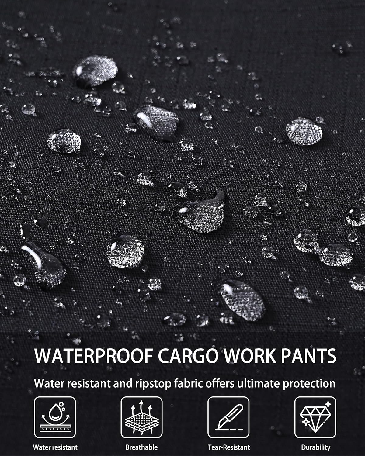Detalle de CNBQDD Mens Work Pants: Ripstop Waterproof Cargo Pants with 7 Pockets for Men
