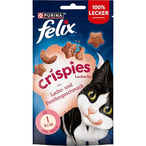Detalle de Felix Crispies Katzensnack mit Lachs – 8 x 45 g, knusprig & kalorienarm