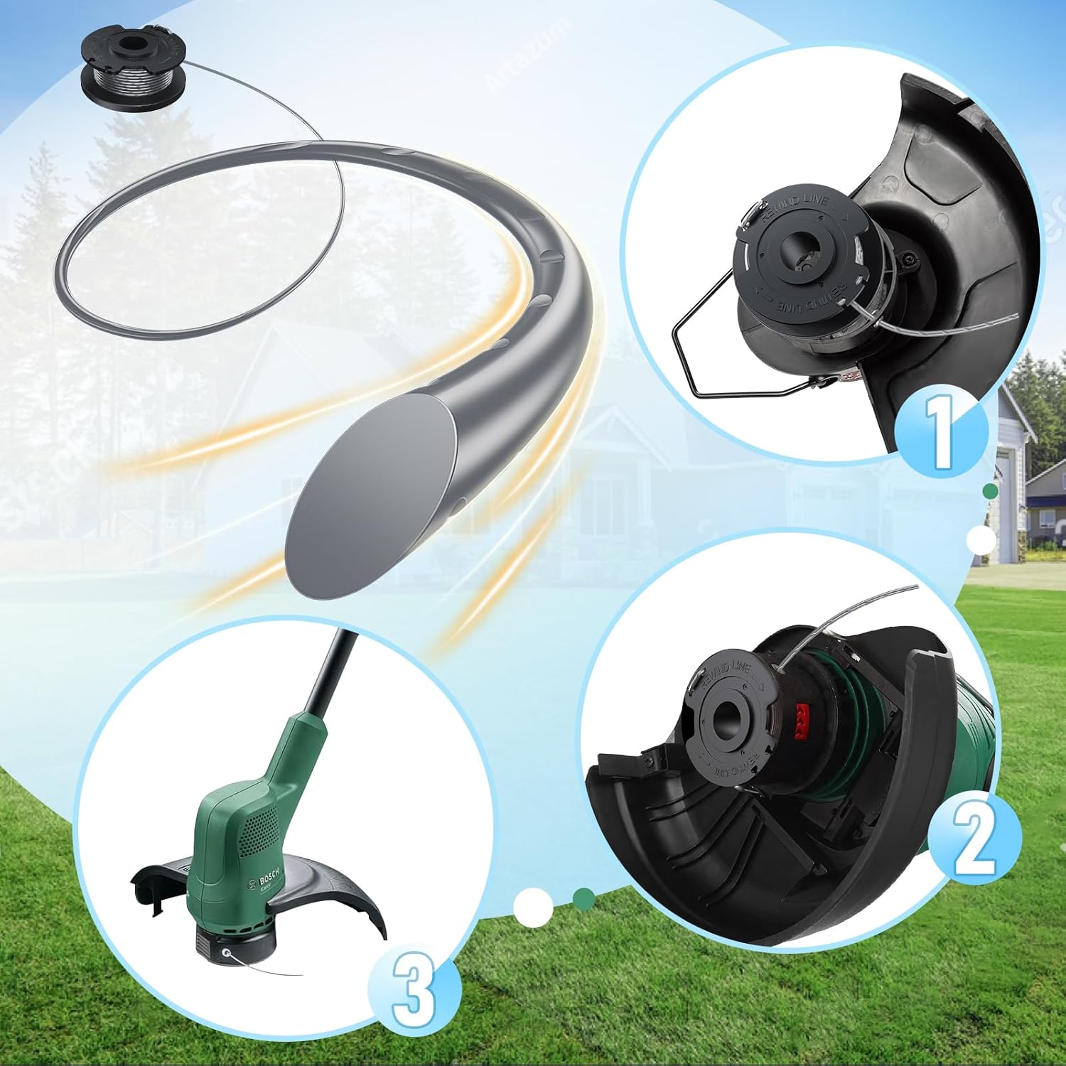 Thumbnail 6 de Ersatzspule Ø 1,6 mm, 5 m (8 Stück) F016800569 für Bosch EasyGrassCut Akku-Rasentrimmer
