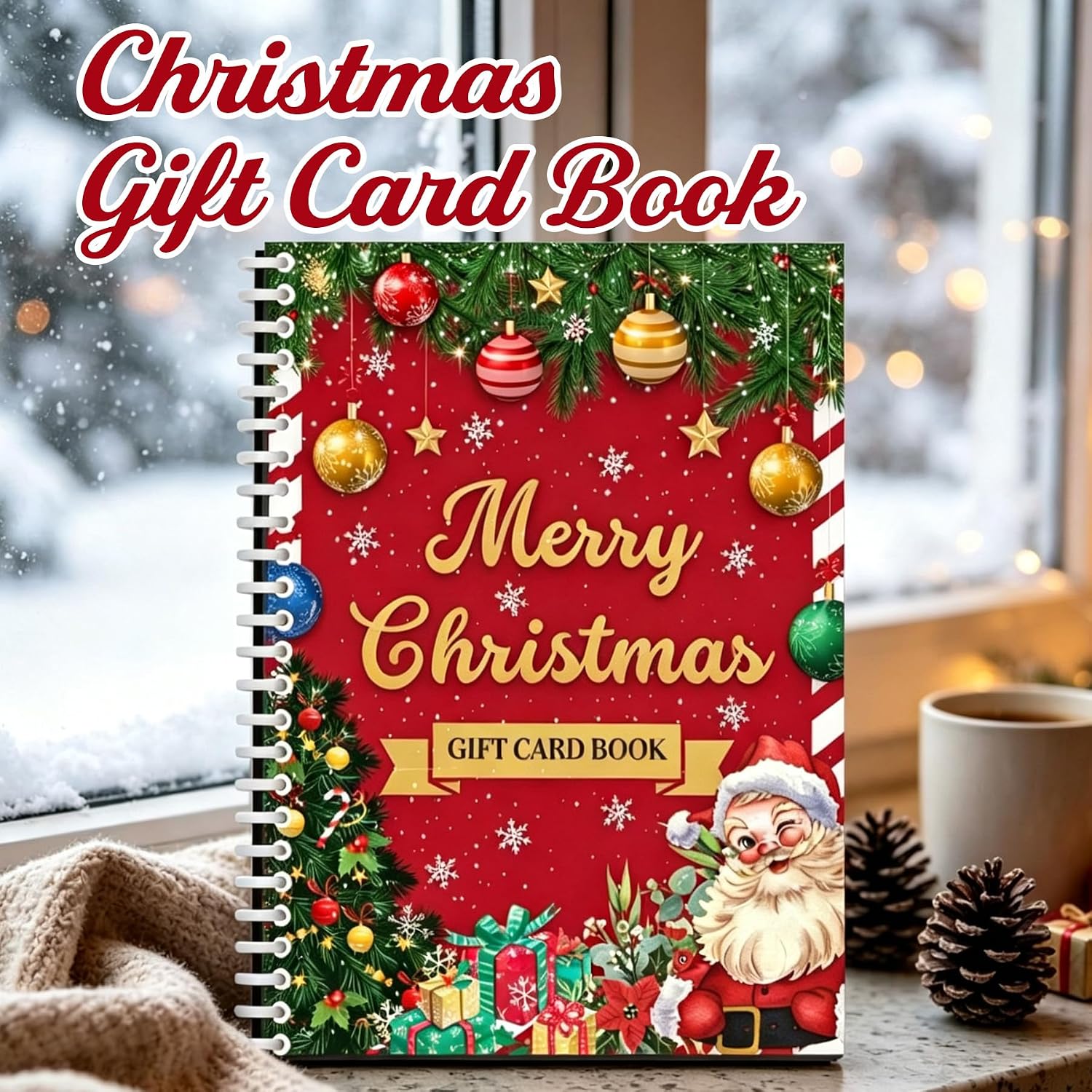 Detalle de FCNHHDK Christmas Gift Card Booklet, 15-Page Spiral-Bound DIY Holder