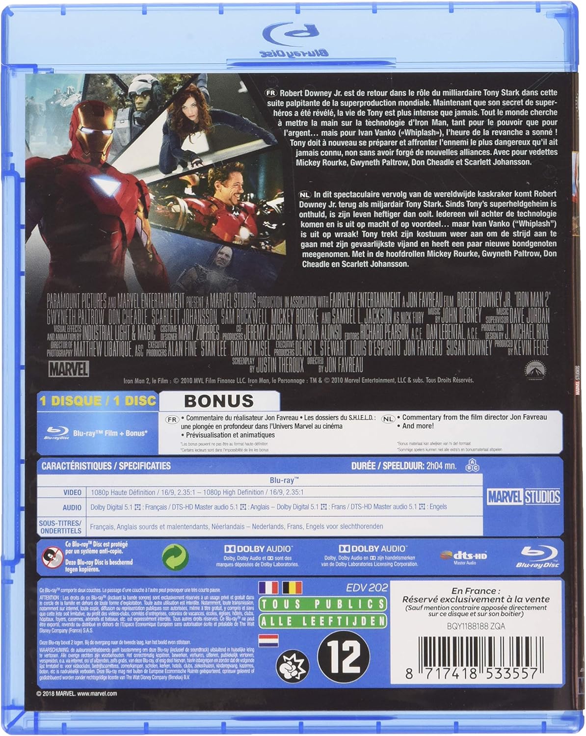 Thumbnail 1 de IRON MAN 2 - Disney • Version Polish Release (Disque sans audio/subtitrage espagnol)