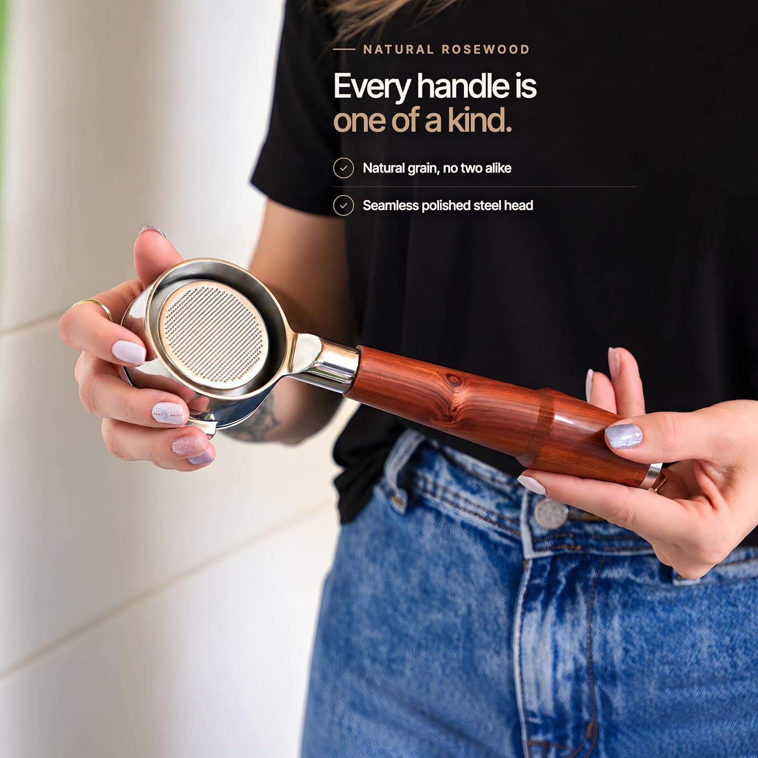 Thumbnail 6 de KNODOS KNODOS001W 54 mm Bottomless Portafilter with Rosewood Handle