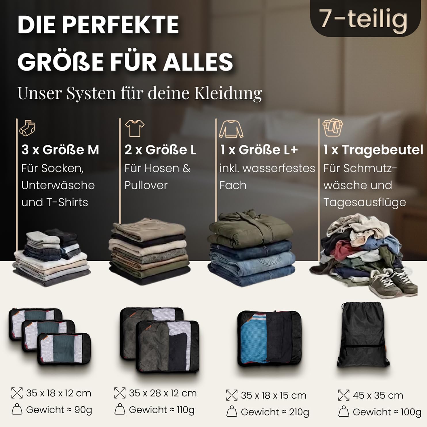 Detalle 1 de Koffer Packtaschen Kompression 7-teilig blau