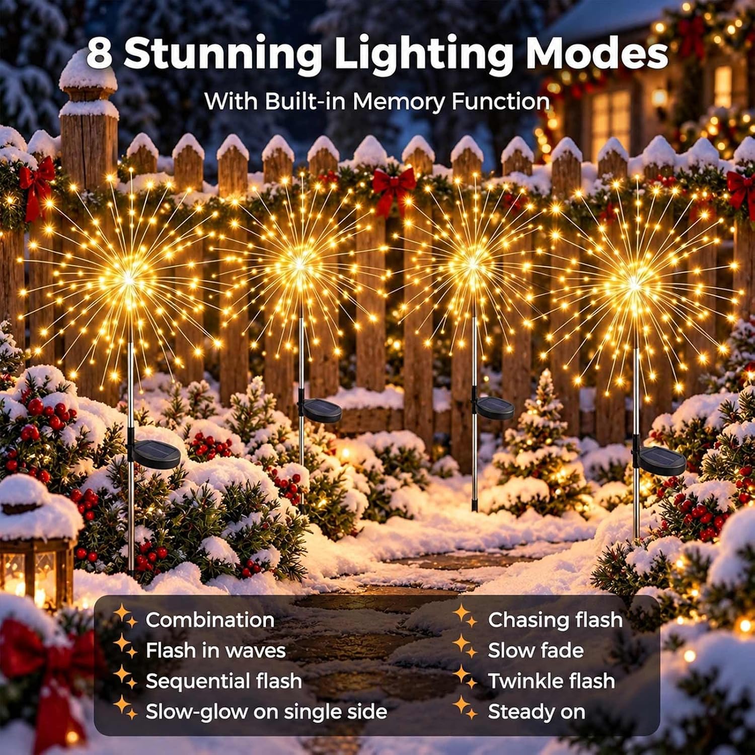 Detalle 2 de Joycome JC-SGAD-120LED, 2 solarne fajerwerki ogrodowe, 120 LED, 8 trybów