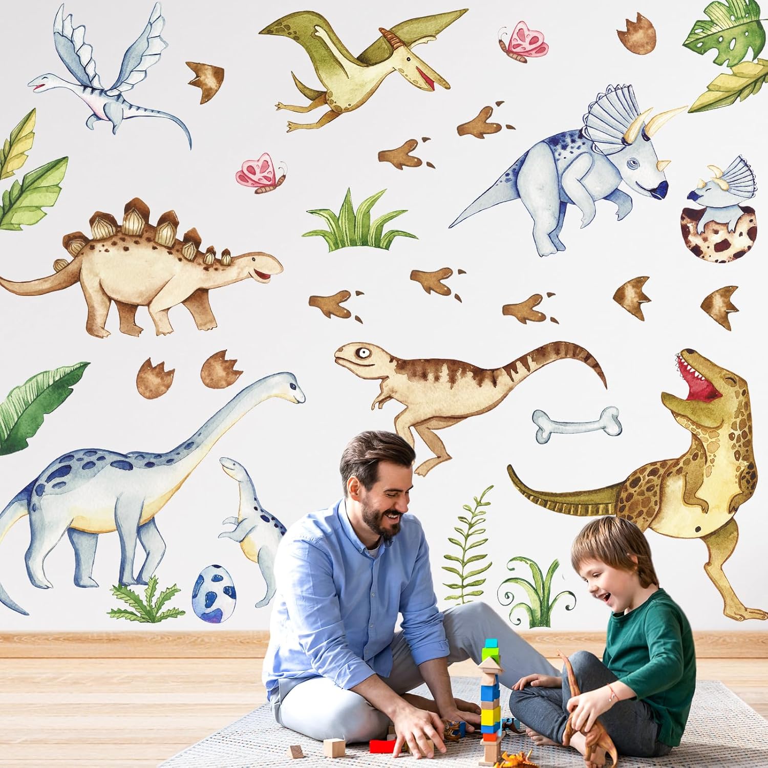 Thumbnail 4 de Watercolor Dinosaur Wall Stickers (Large) – Peel and stick dino wall decals for nurseries and playrooms
