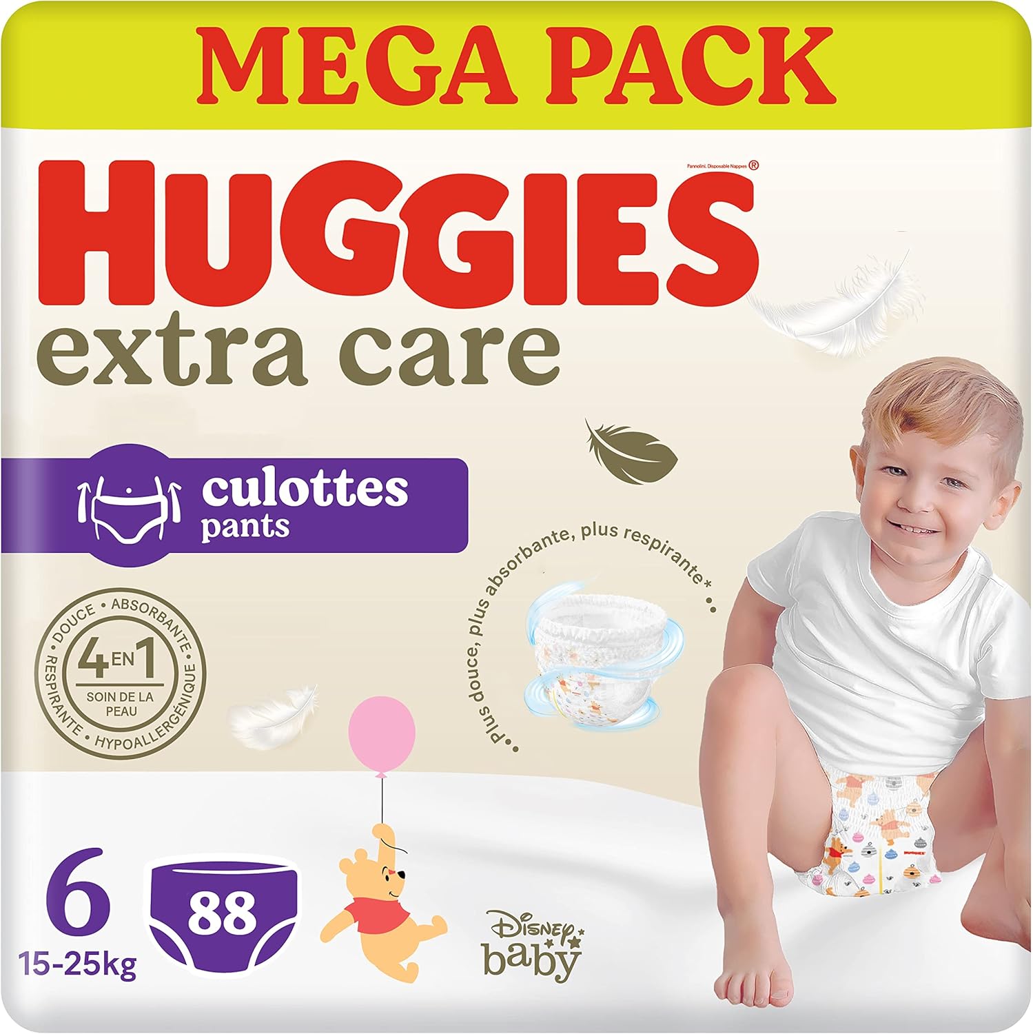 Detalle de HUGGIES Extra Care Culottes Taille 6 (15-25 kg) – Pack de 88 couches-culottes