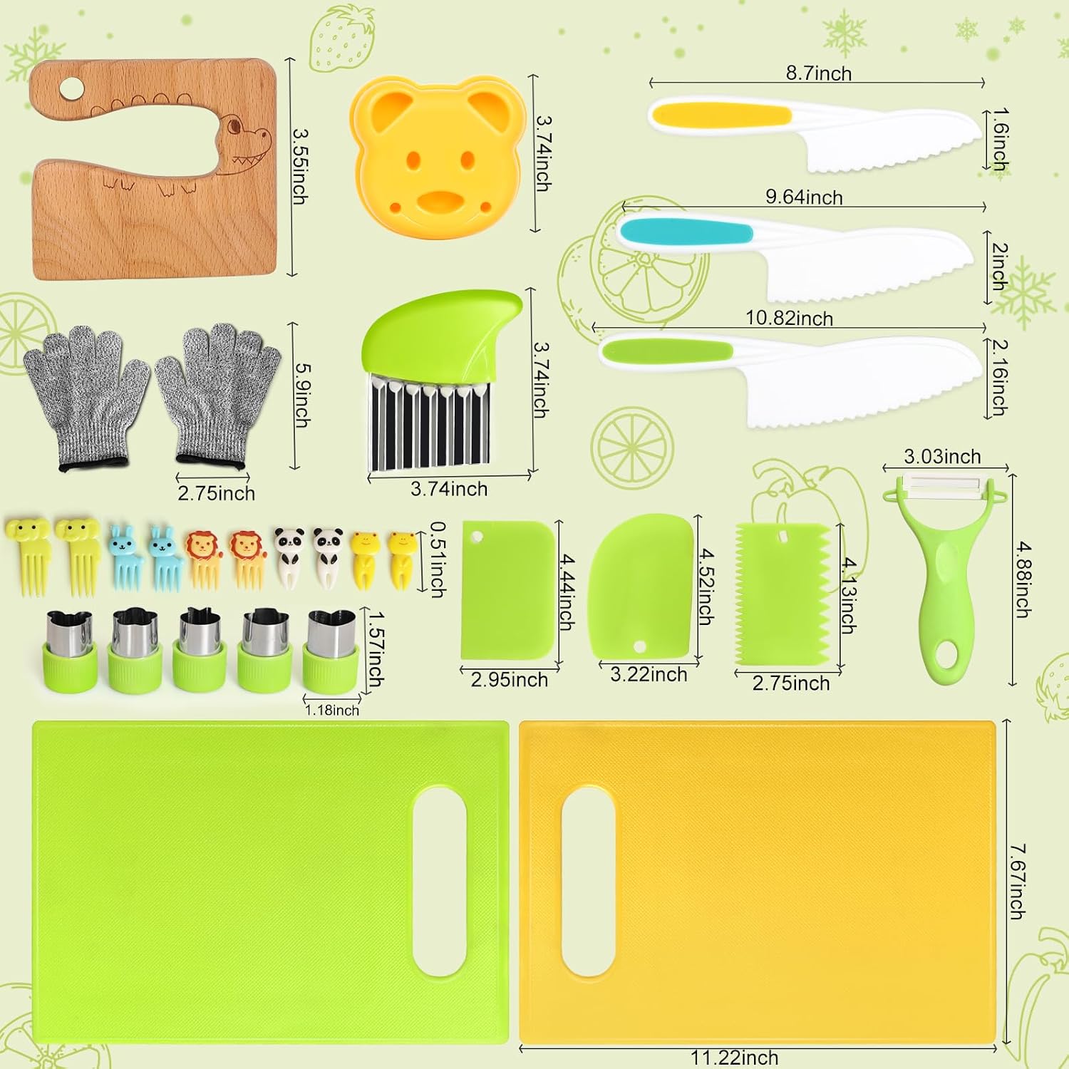 Thumbnail 6 de Suhctuptx Kids Knives 28-Piece Cooking Set with Cutting Boards and Crinkle Cutters