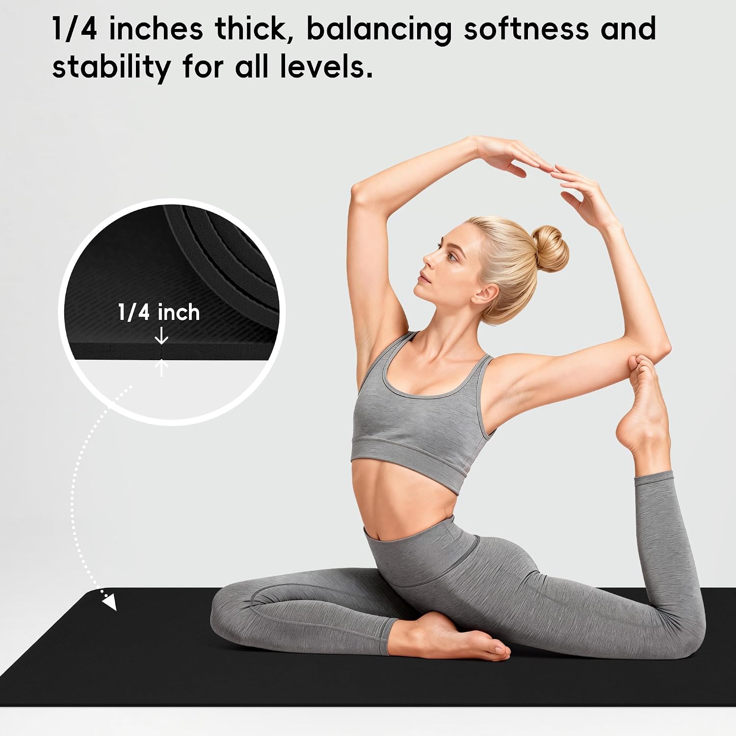 Detalle de Wimwum Extra Wide Yoga Mat, 72" x 32", 6mm TPE with Carrying Strap