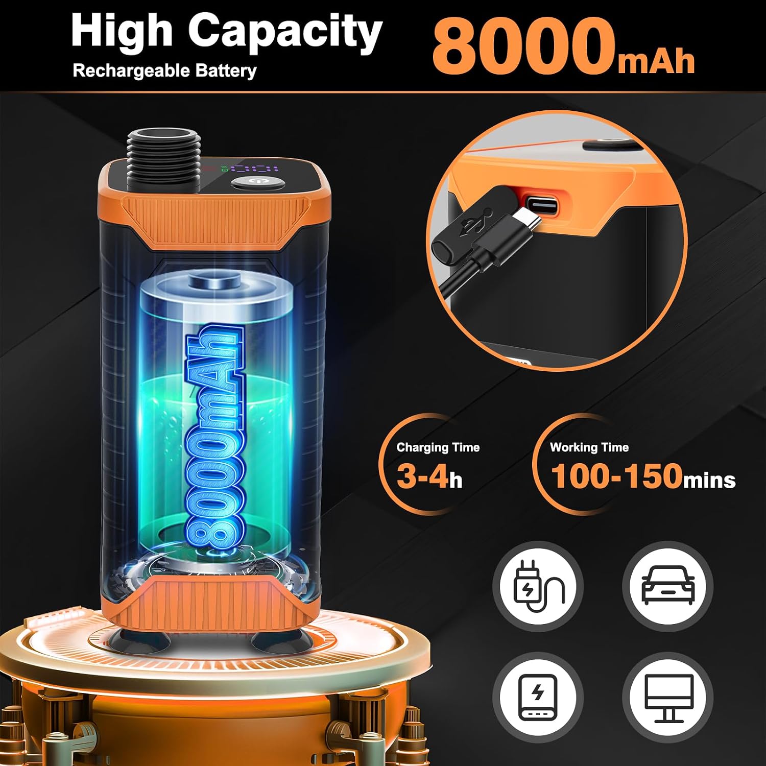 Thumbnail 2 de Heyeke Portable Camping Shower with 8000mAh Battery and LED Display