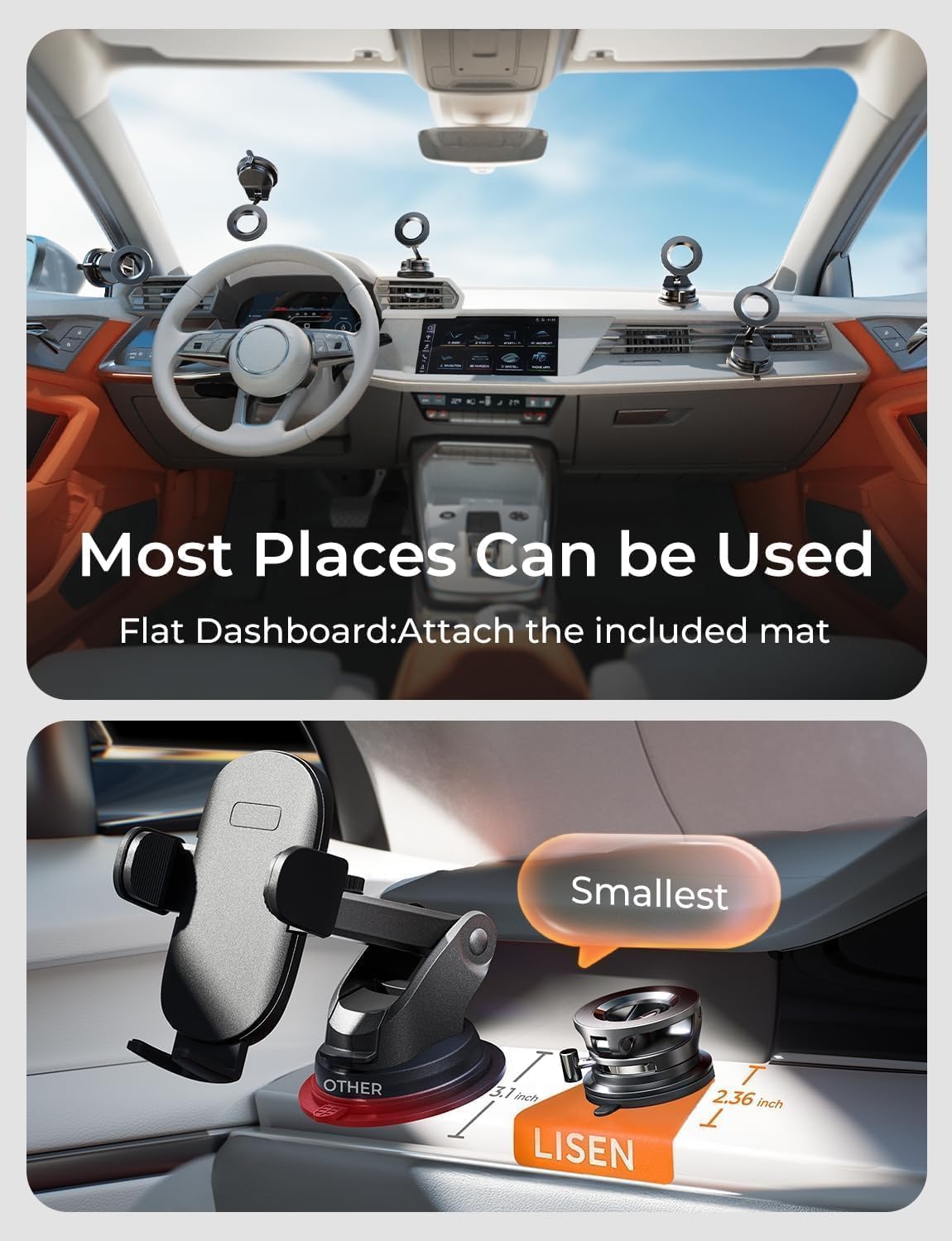 Detalle 2 de LISEN Car Phone Mount with 20 Magnets
