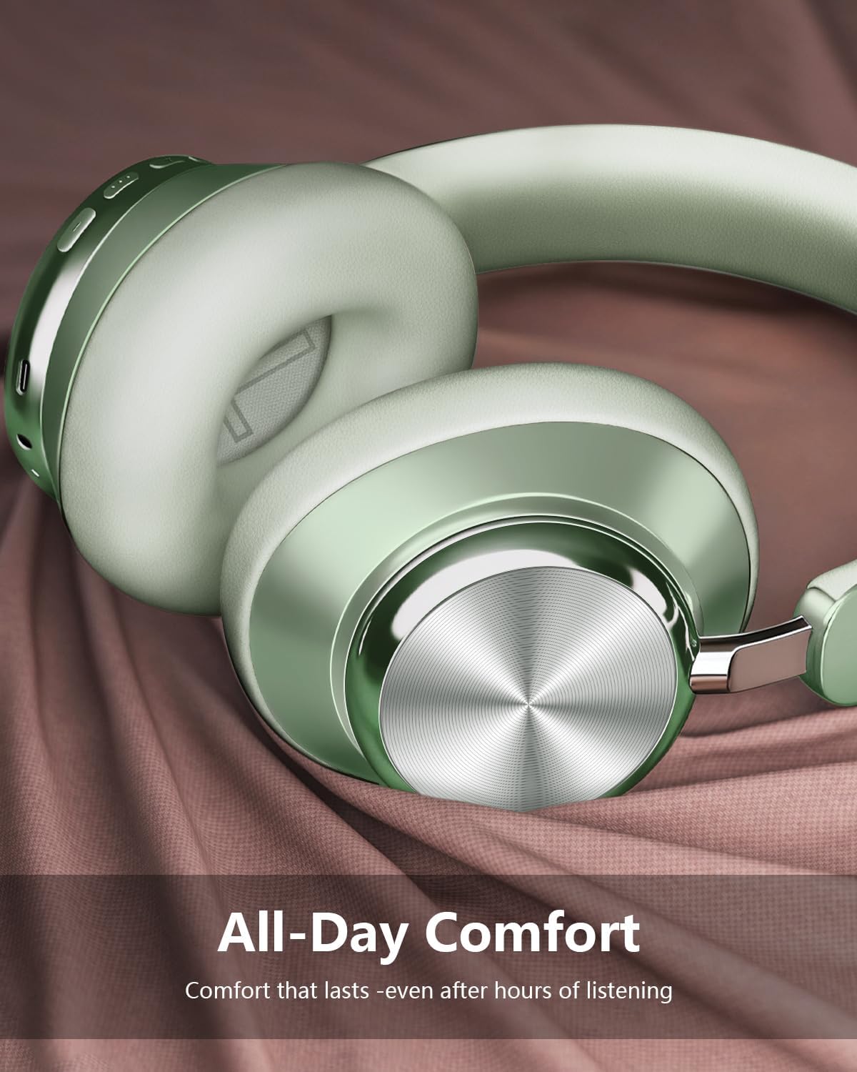 Detalle de Wentronic Y03 Bluetooth Wireless Over-Ear Headphones with Active Noise Cancelling (Green)